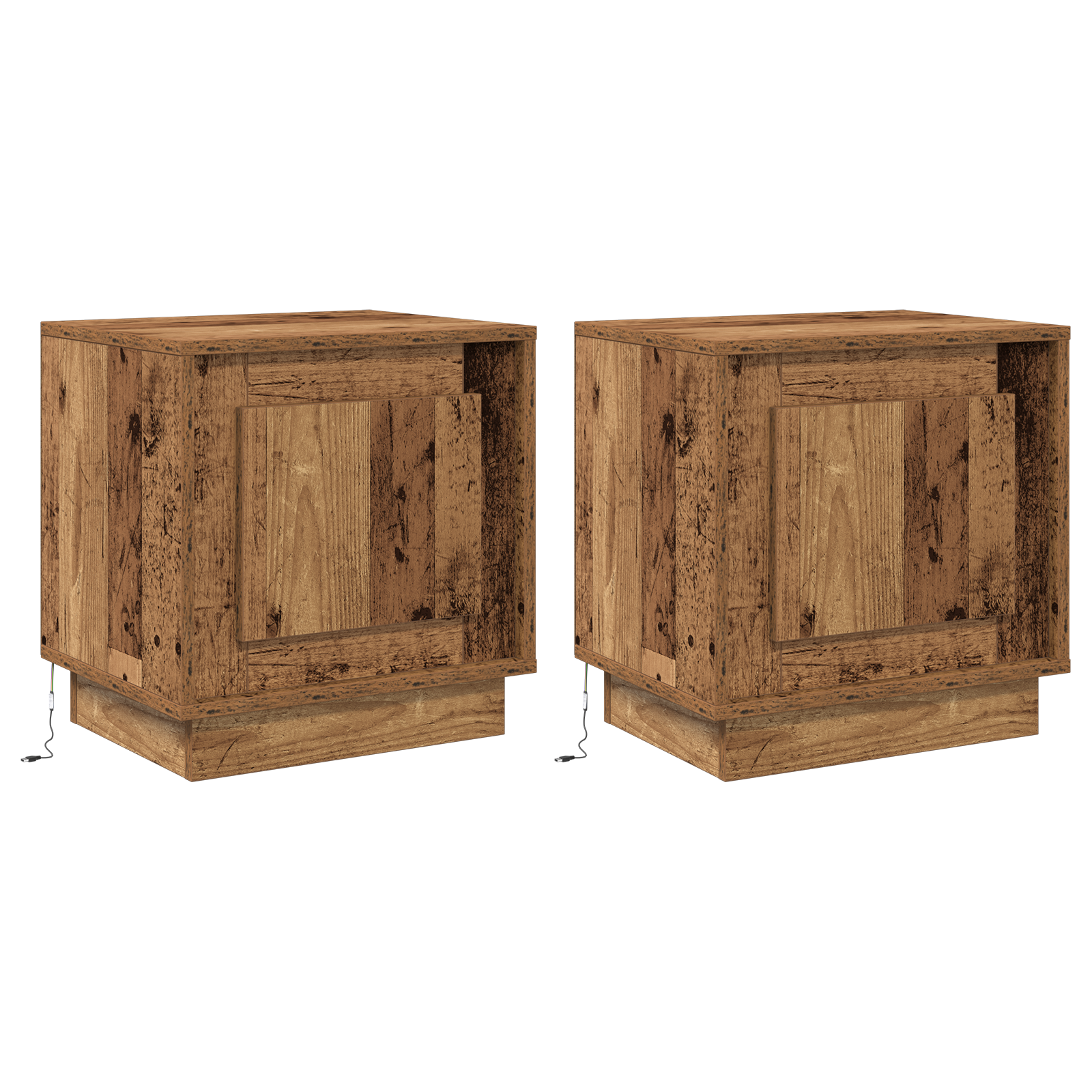 Bedside Cabinets with LED Lights 2 pcs Old Wood 44x34,5x45 cm - Image 2