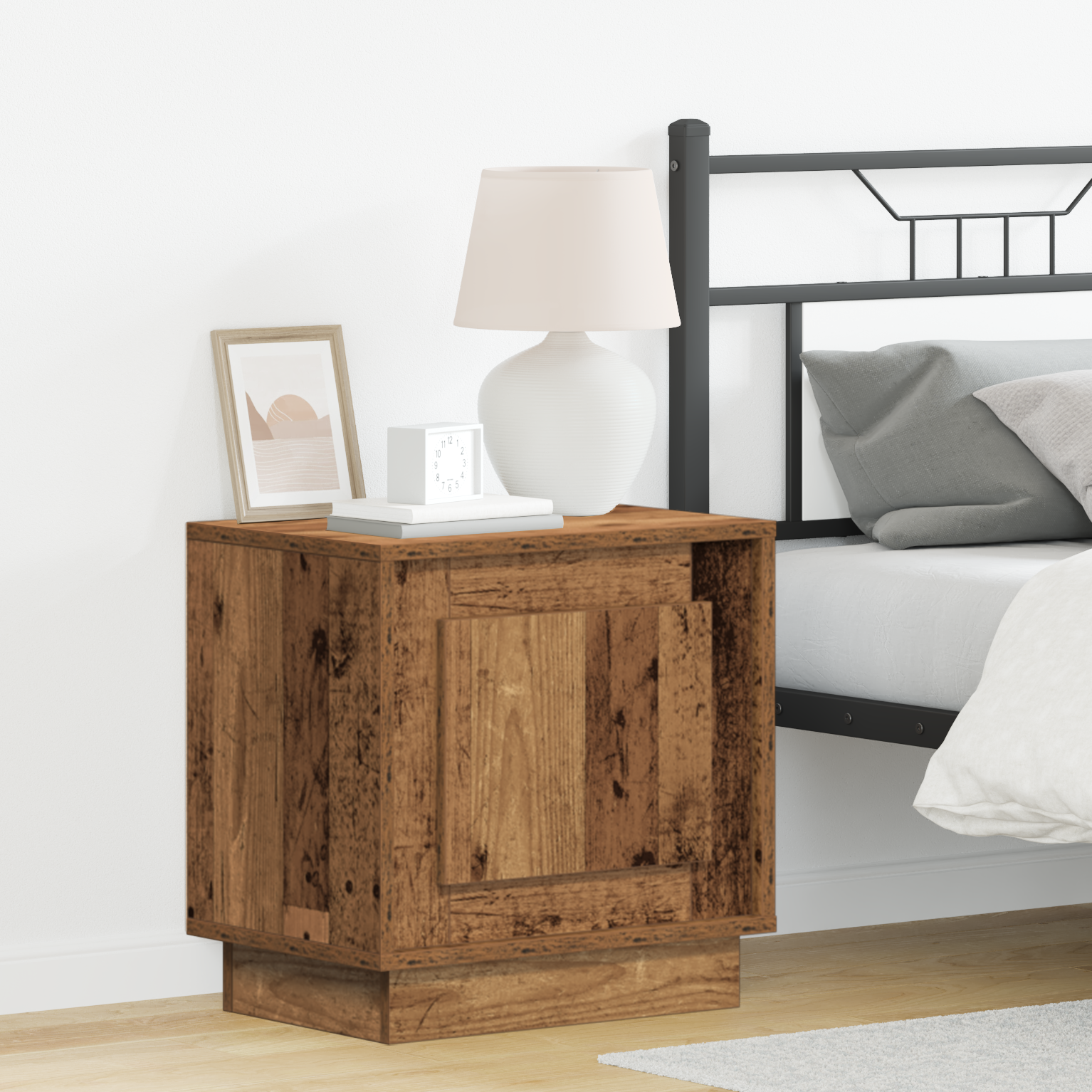 Bedside Cabinets with LED Lights 2 pcs Old Wood 44x34,5x45 cm