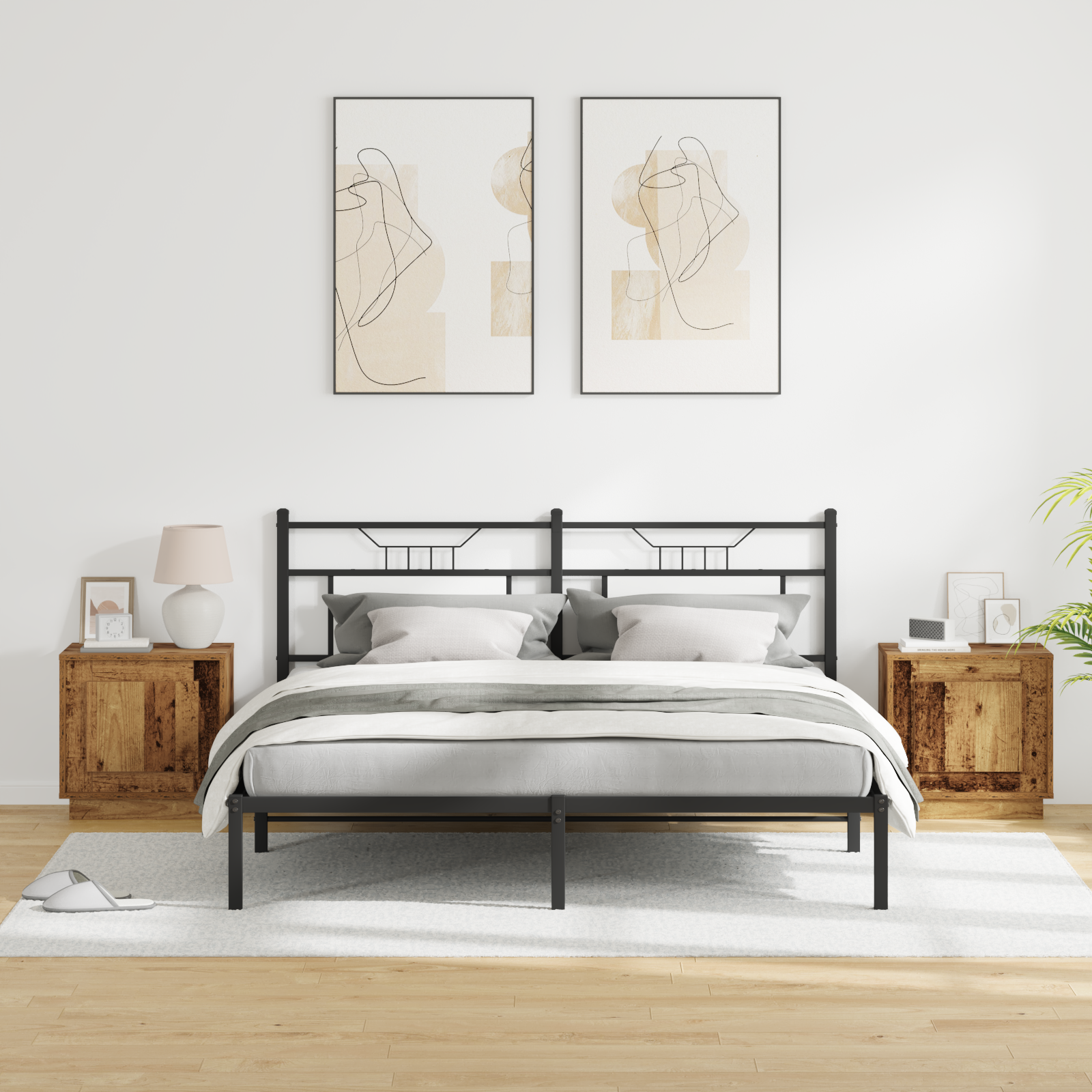 Bedside Cabinets with LED Lights 2 pcs Old Wood 44x34,5x45 cm - Image 5