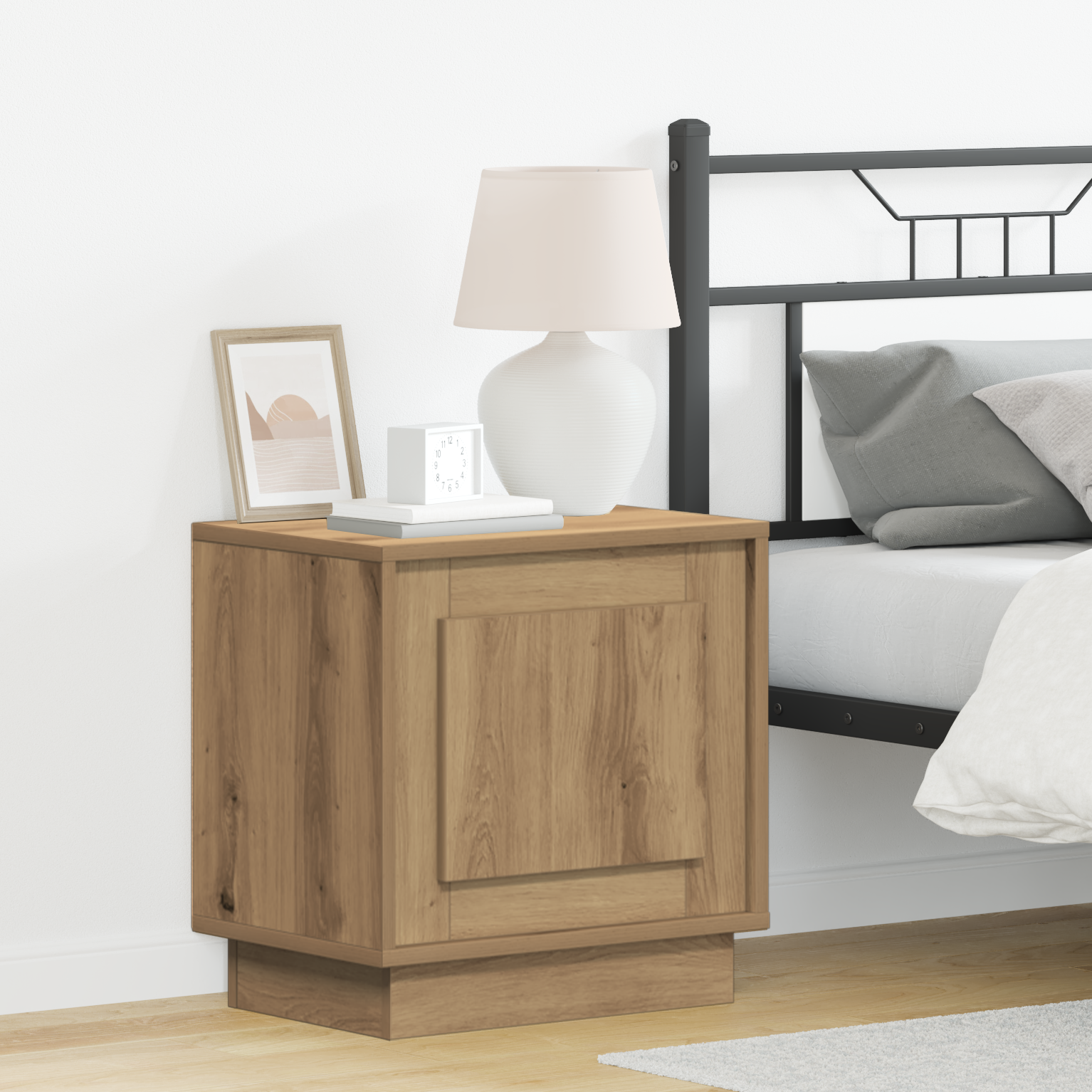 Bedside Cabinet with LED Lights Artisan Oak 44x34,5x45 cm