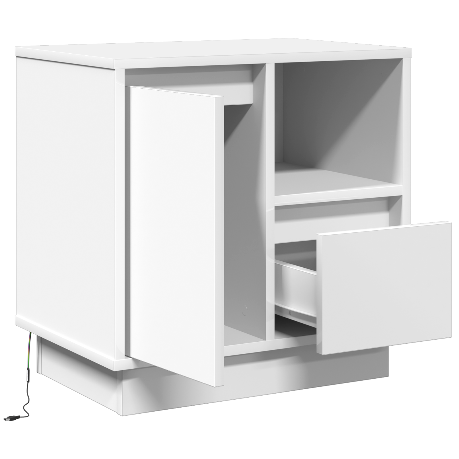 Bedside Cabinet with LED White 50x34,5x50 cm - Image 2
