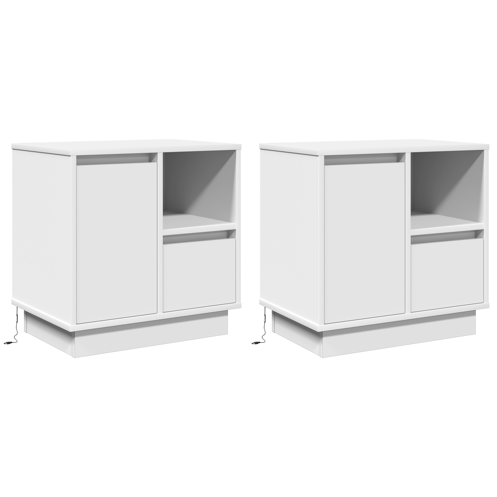 Bedside Cabinets with LED 2 pcs White 50x34,5x50 cm - Image 2