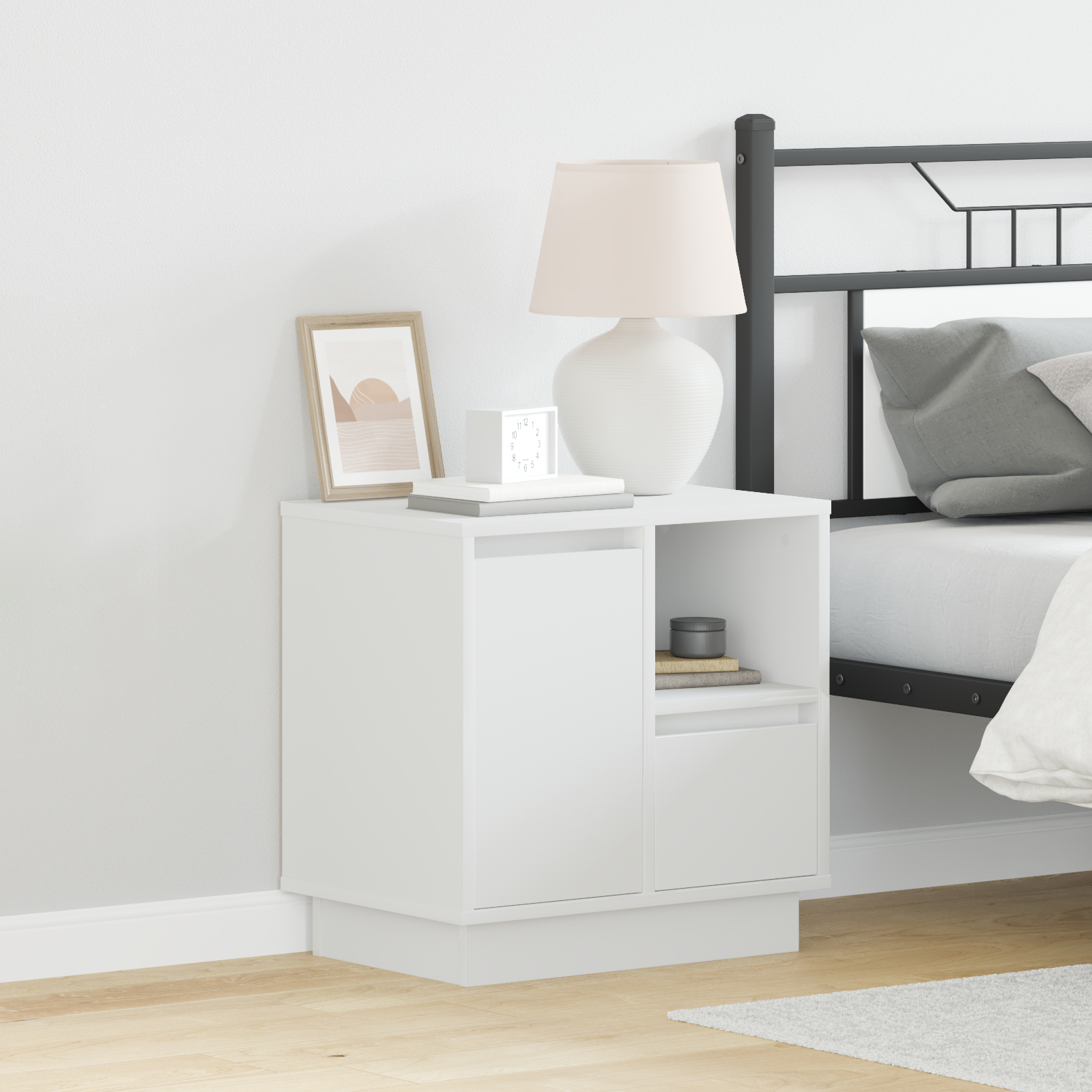 Bedside Cabinets with LED 2 pcs White 50x34,5x50 cm