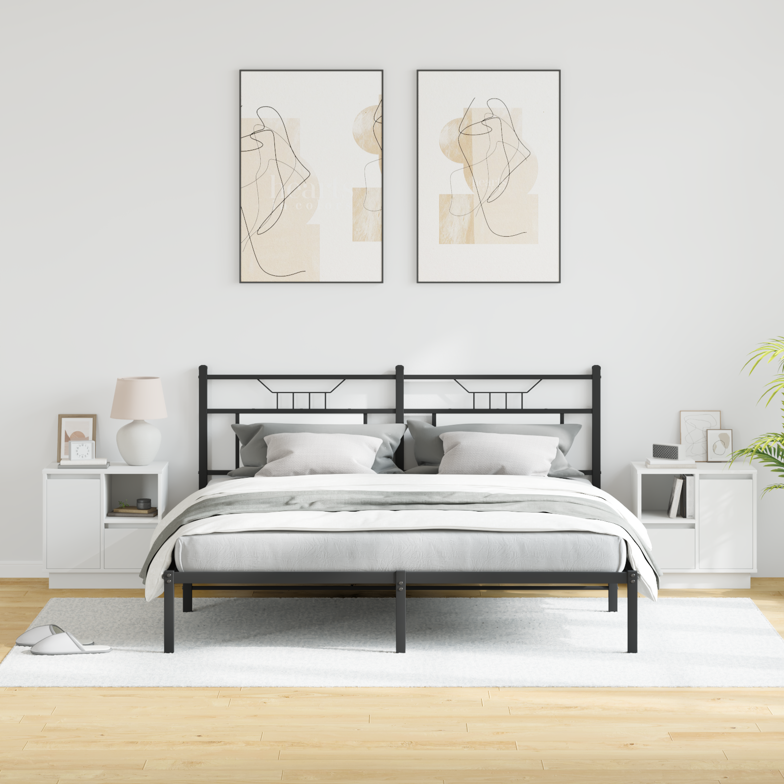 Bedside Cabinets with LED 2 pcs White 50x34,5x50 cm - Image 5