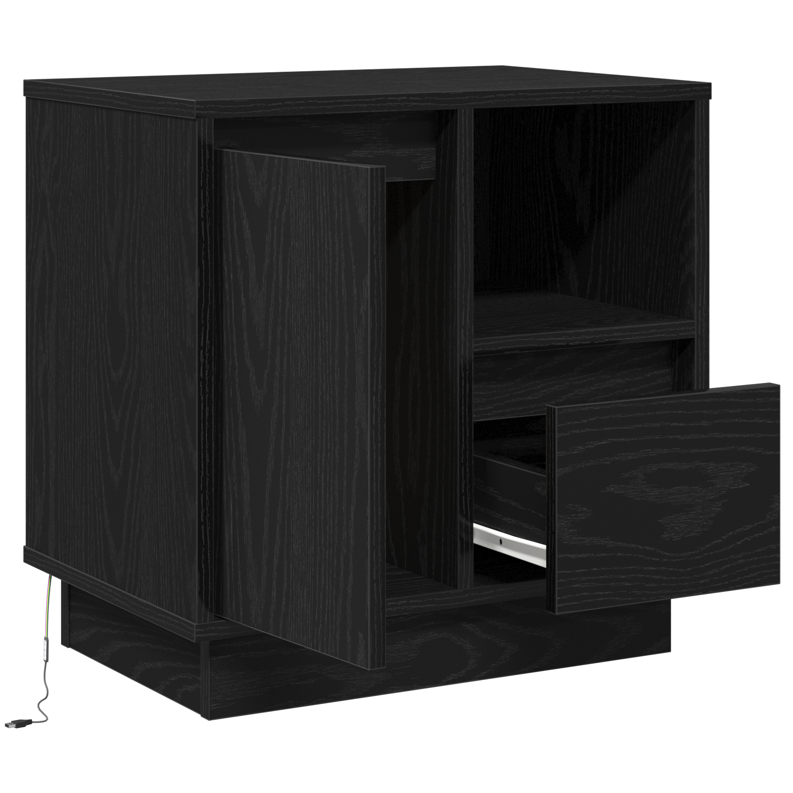 Bedside Cabinet with LED Black Oak 50x34,5x50 cm - Image 5