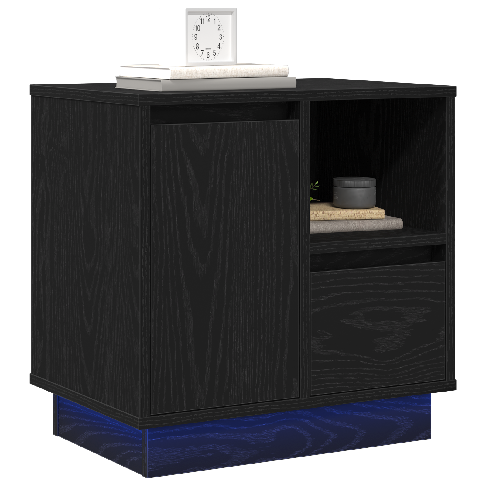 Bedside Cabinet with LED Black Oak 50x34,5x50 cm - Image 3