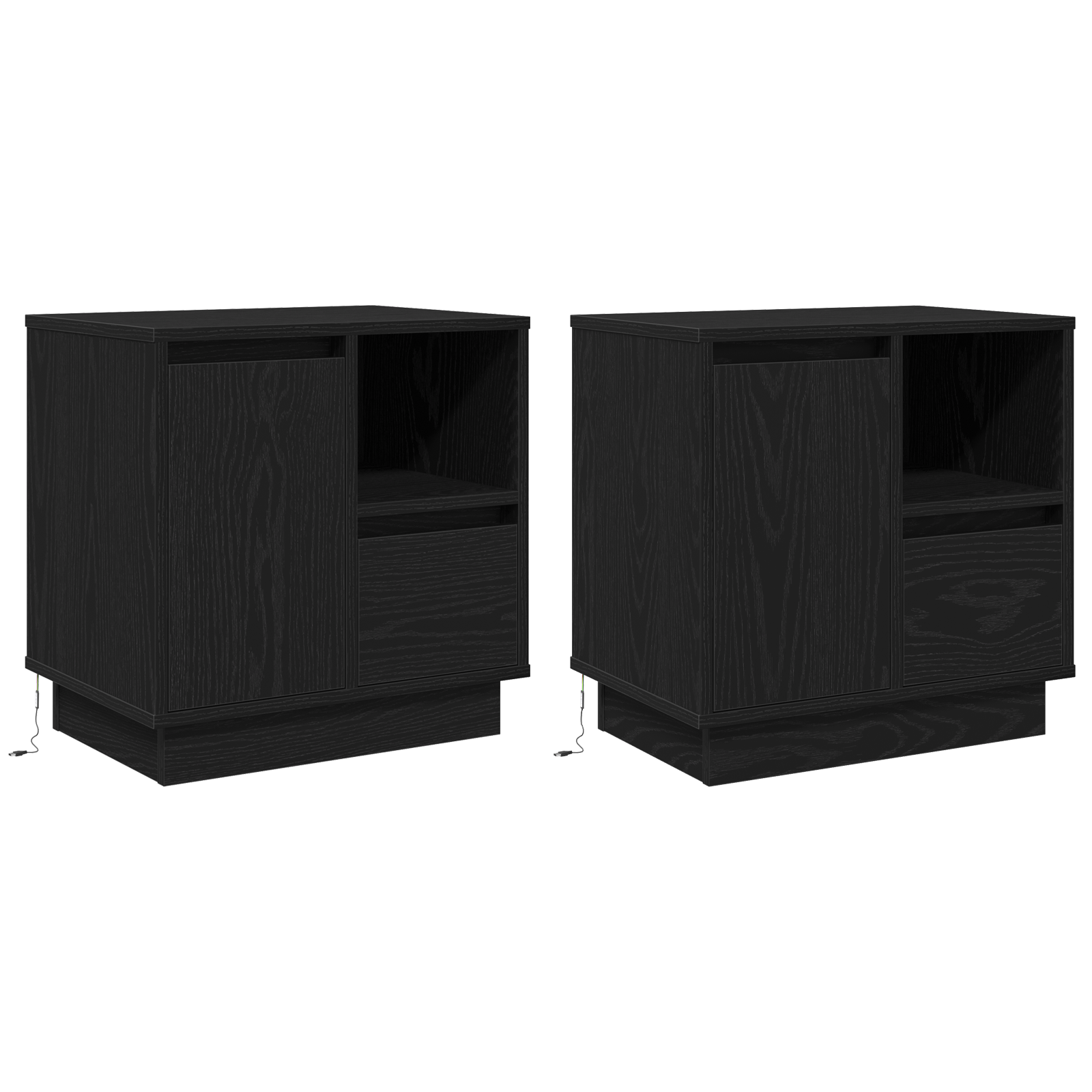 Bedside Cabinets with LED 2 pcs Black Oak 50x34,5x50 cm - Image 2
