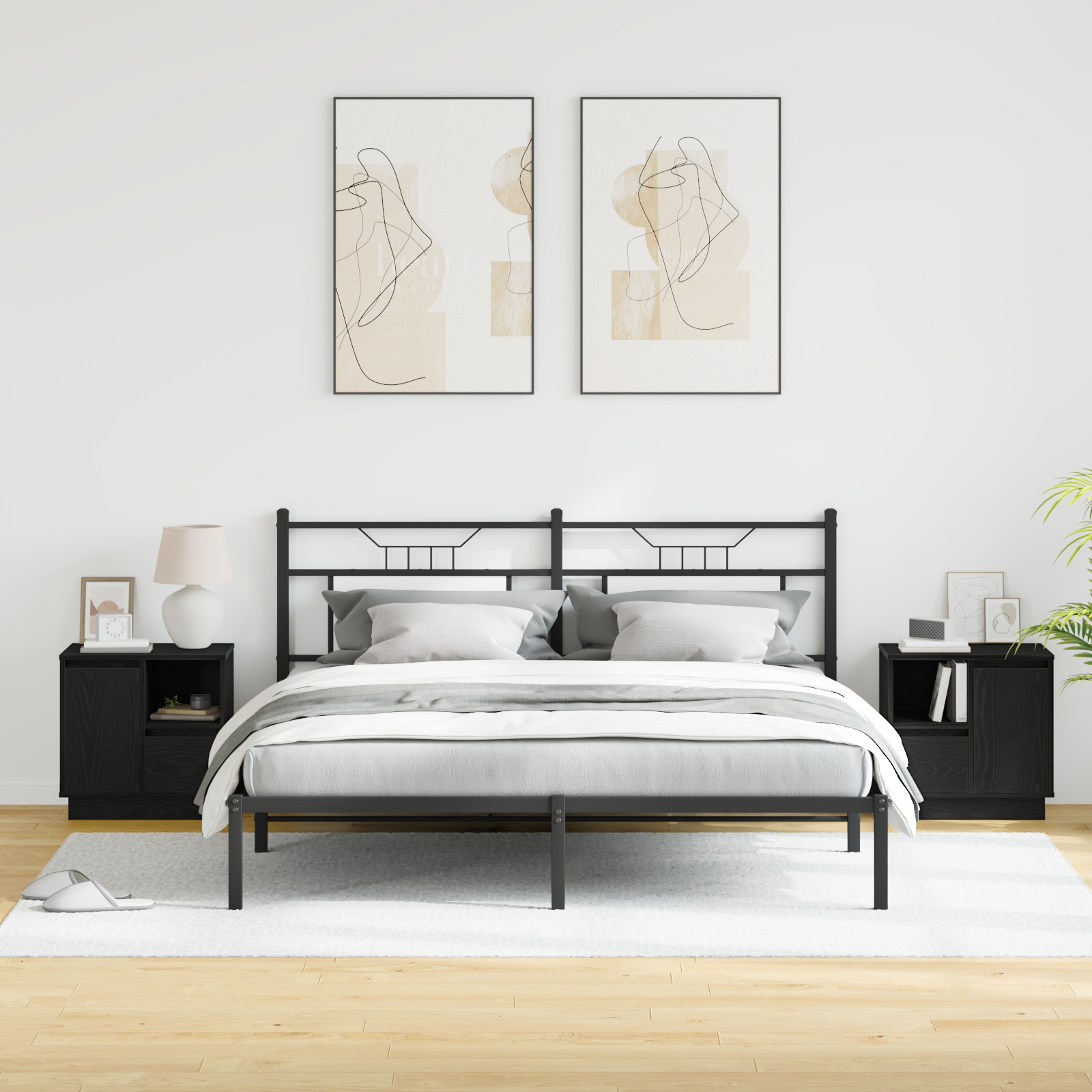 Bedside Cabinets with LED 2 pcs Black Oak 50x34,5x50 cm - Image 5