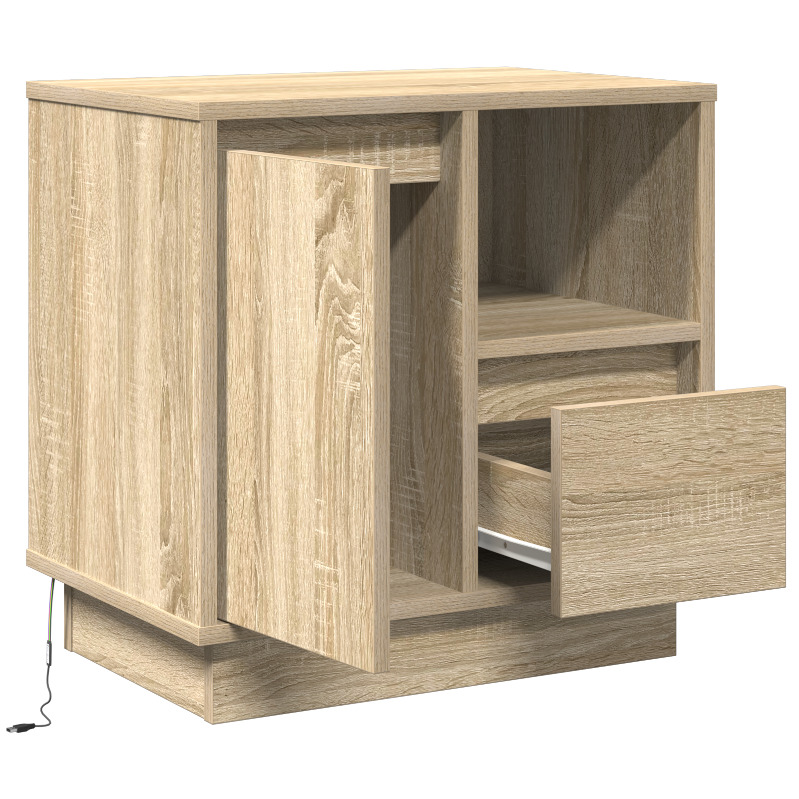 Bedside Cabinet with LED Sonoma Oak 50x34,5x50 cm - Image 5