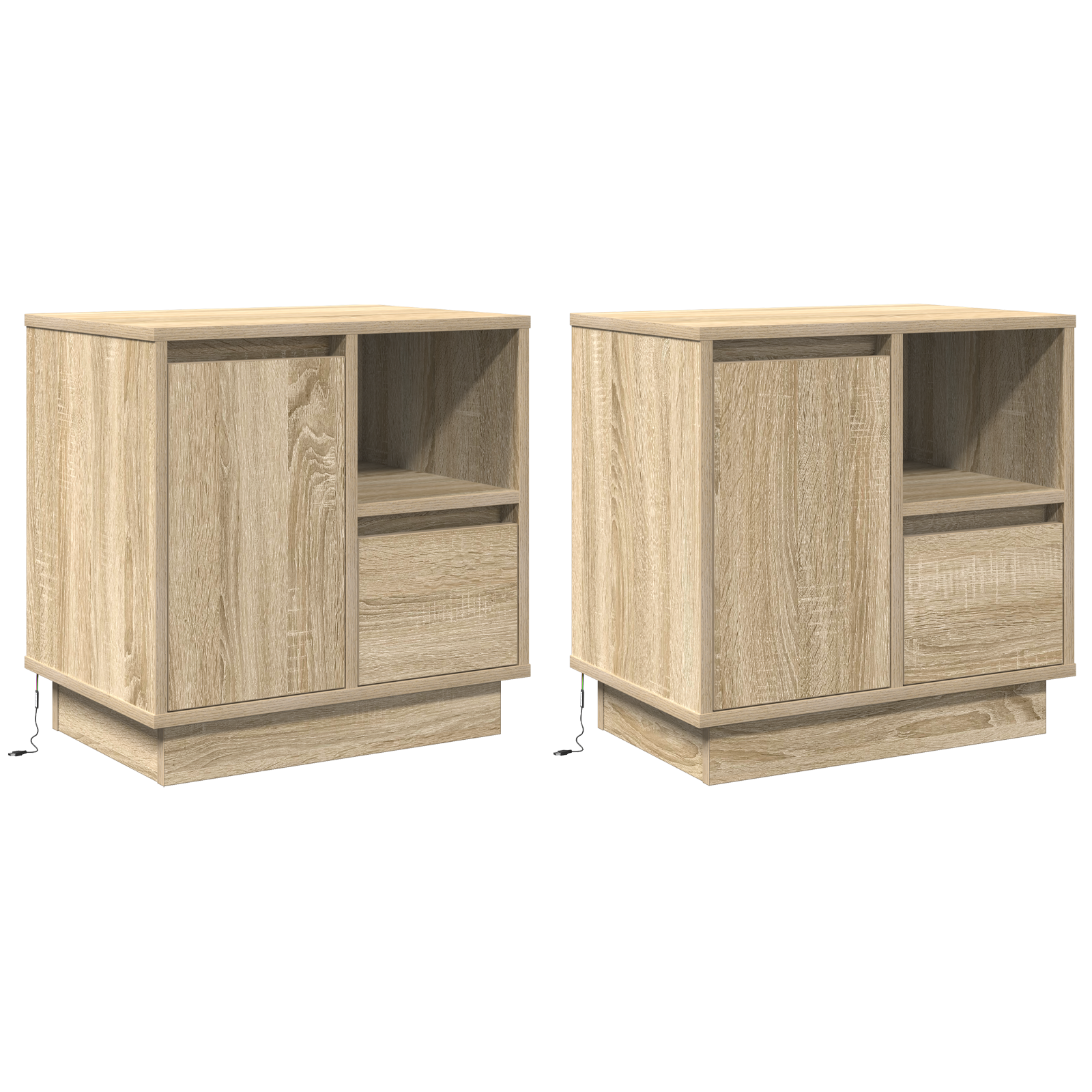 Bedside Cabinets with LED 2 pcs Sonoma Oak 50x34.5x50 cm - Image 2