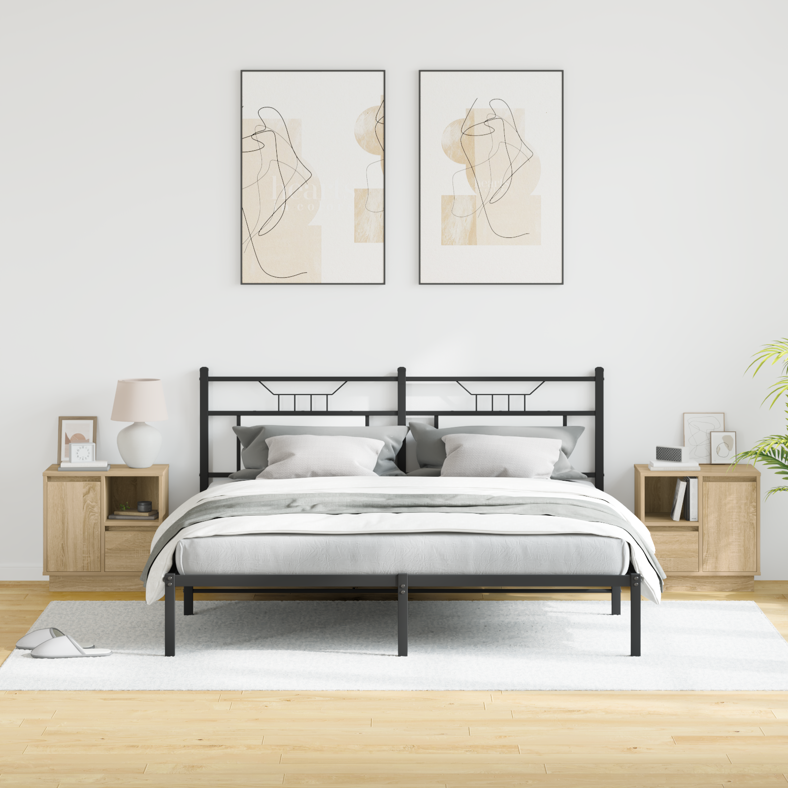 Bedside Cabinets with LED 2 pcs Sonoma Oak 50x34.5x50 cm - Image 3