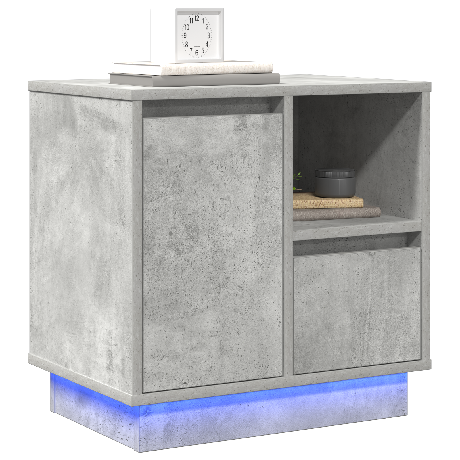 Bedside Cabinet with LED Concrete Grey 50x34.5x50 cm - Image 3