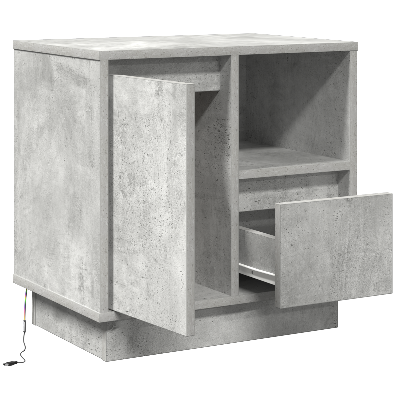 Bedside Cabinets with LED 2 pcs Concrete Grey 50x34.5x50 cm - Image 7