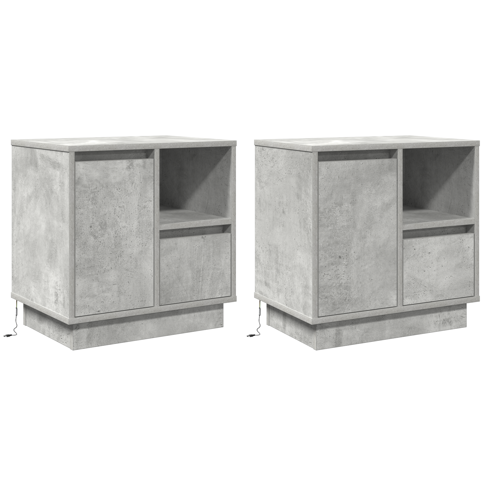 Bedside Cabinets with LED 2 pcs Concrete Grey 50x34.5x50 cm - Image 2