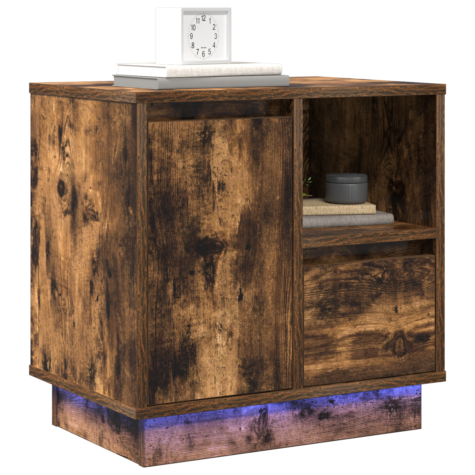 Bedside Cabinet with LED Lights Smoked Oak 50x34,5x50 cm - Image 3