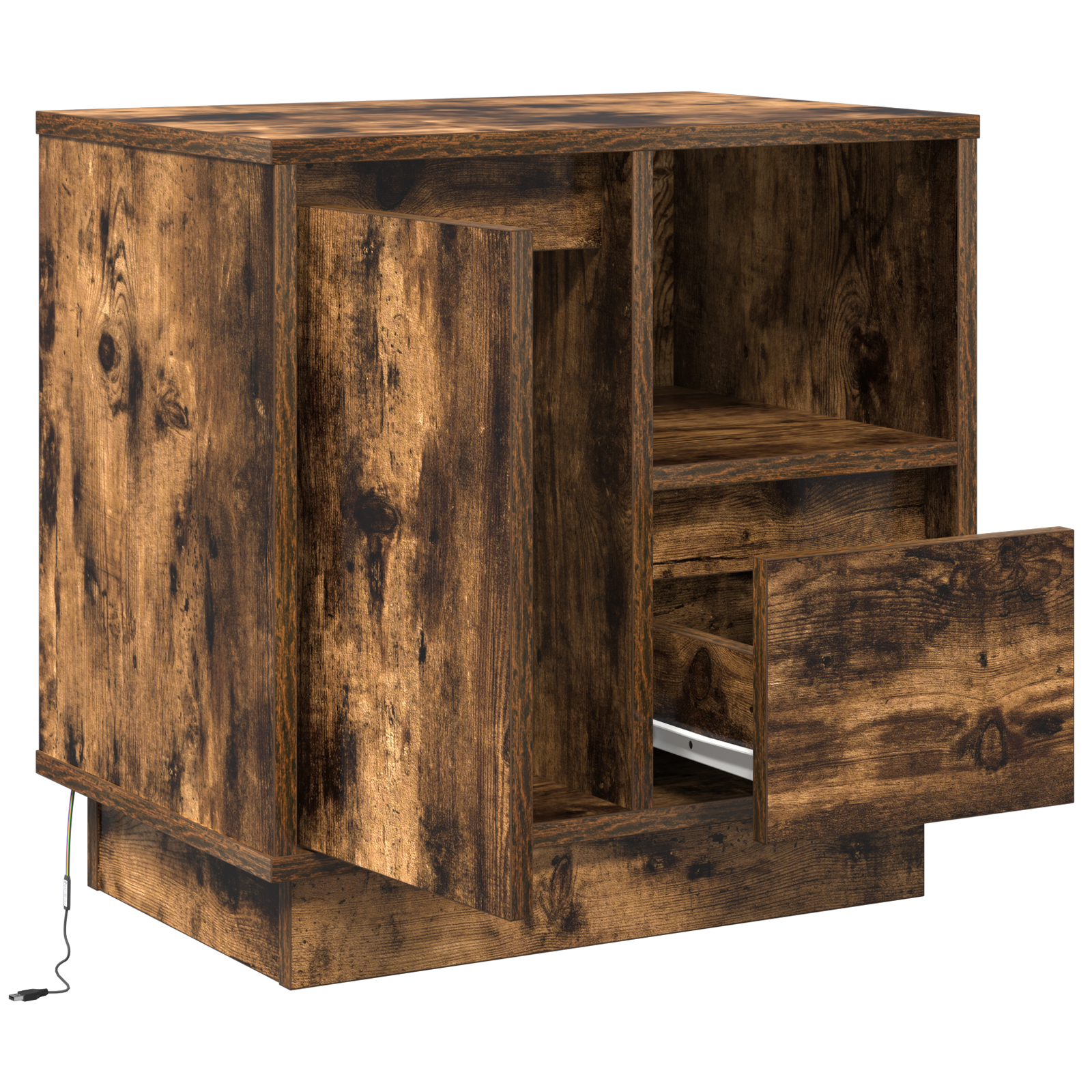 Bedside Cabinets with LED Lights 2 pcs Smoked Oak 50x34,5x50 cm - Image 9
