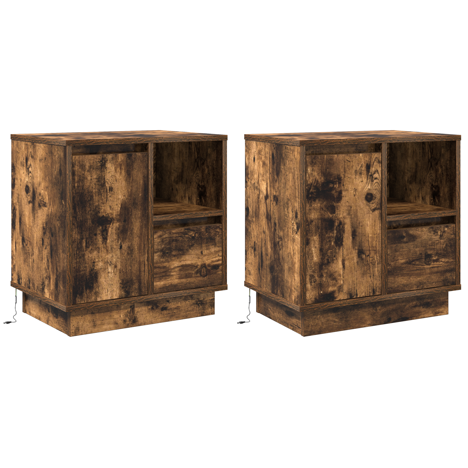 Bedside Cabinets with LED Lights 2 pcs Smoked Oak 50x34,5x50 cm - Image 7