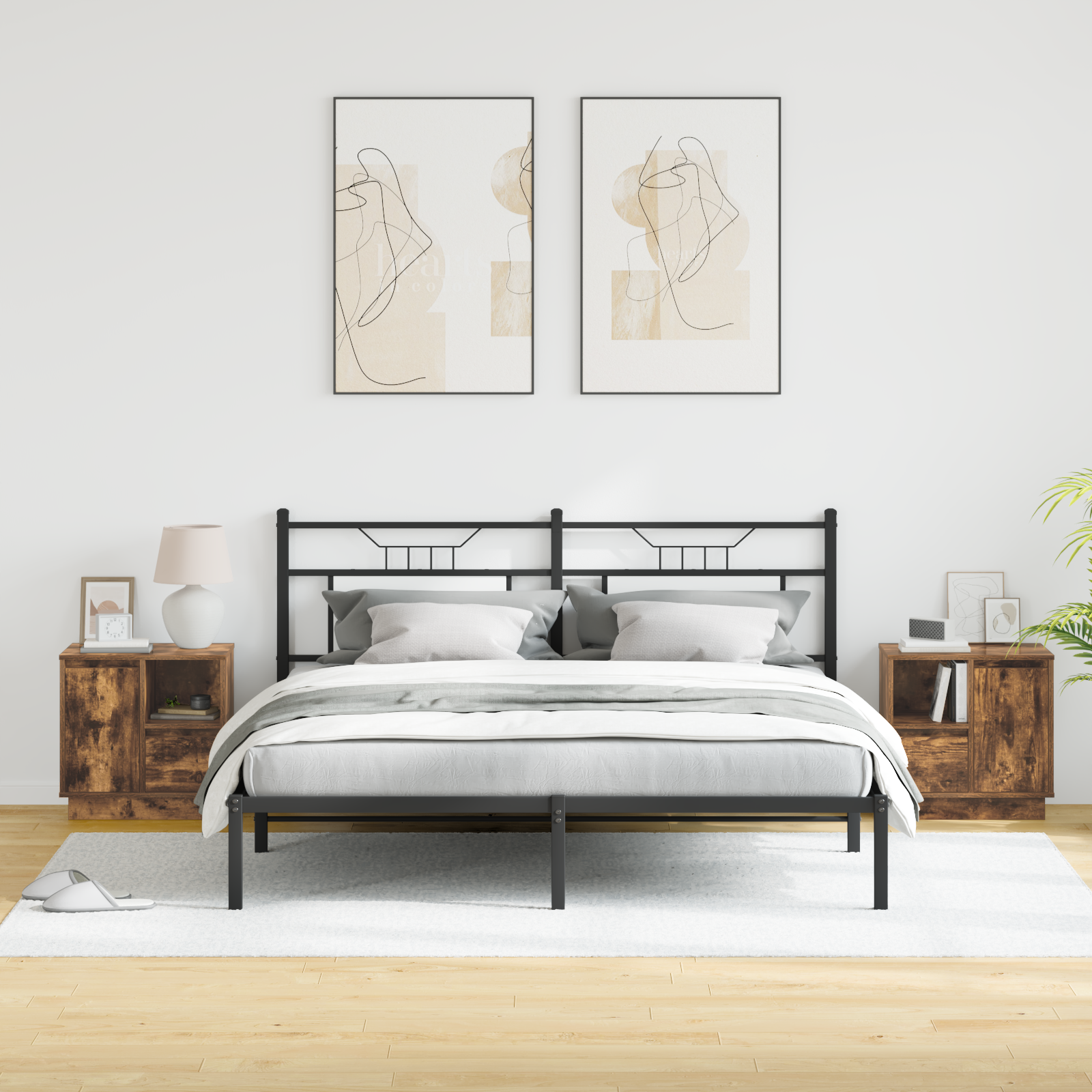 Bedside Cabinets with LED Lights 2 pcs Smoked Oak 50x34,5x50 cm - Image 6