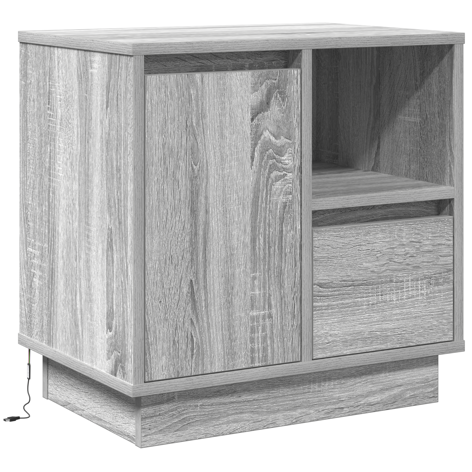 Bedside Cabinet with LED Grey Sonoma 50x34,5x50 cm - Image 2