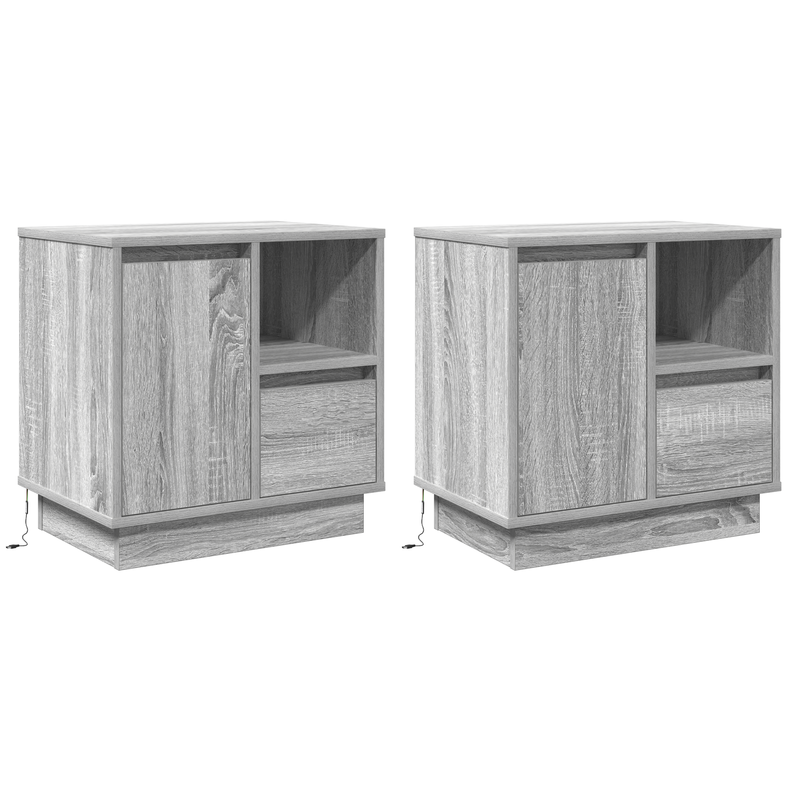 Bedside Cabinets with LED 2 pcs Grey Sonoma 50x34,5x50 cm - Image 2