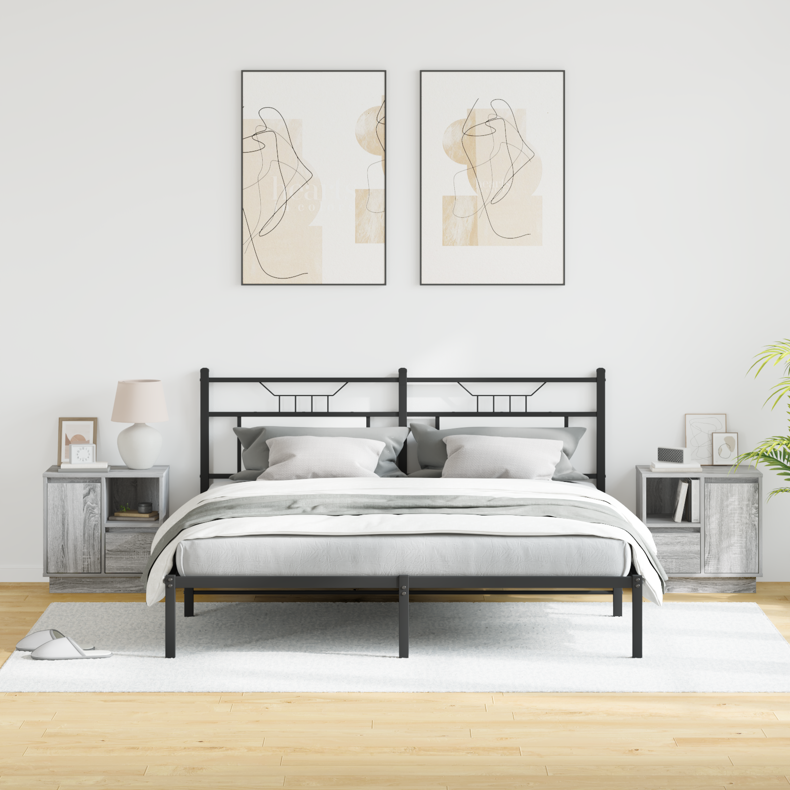 Bedside Cabinets with LED 2 pcs Grey Sonoma 50x34,5x50 cm - Image 5