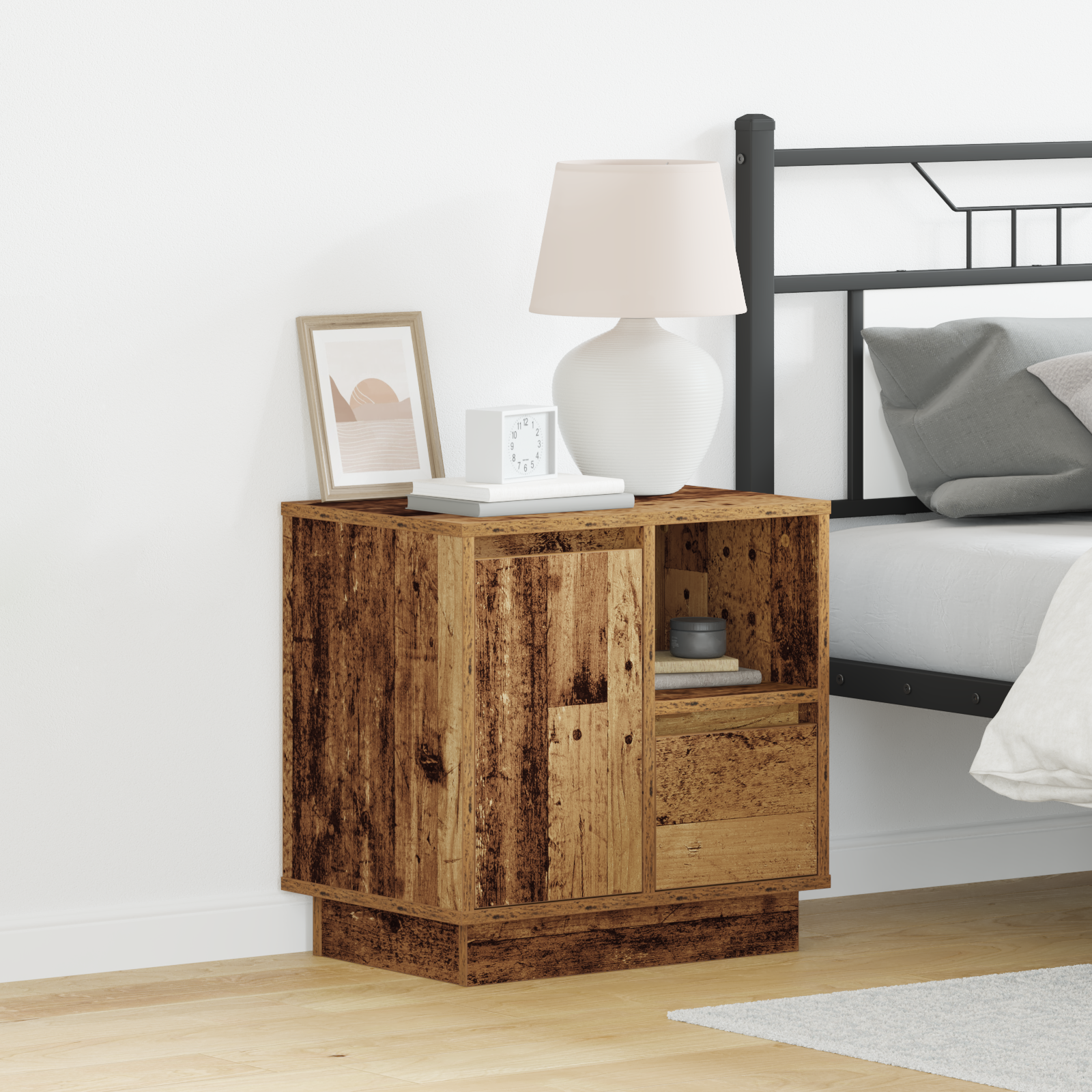 Bedside Cabinets with LED Lights 2 pcs Old Wood 50x34,5x50 cm