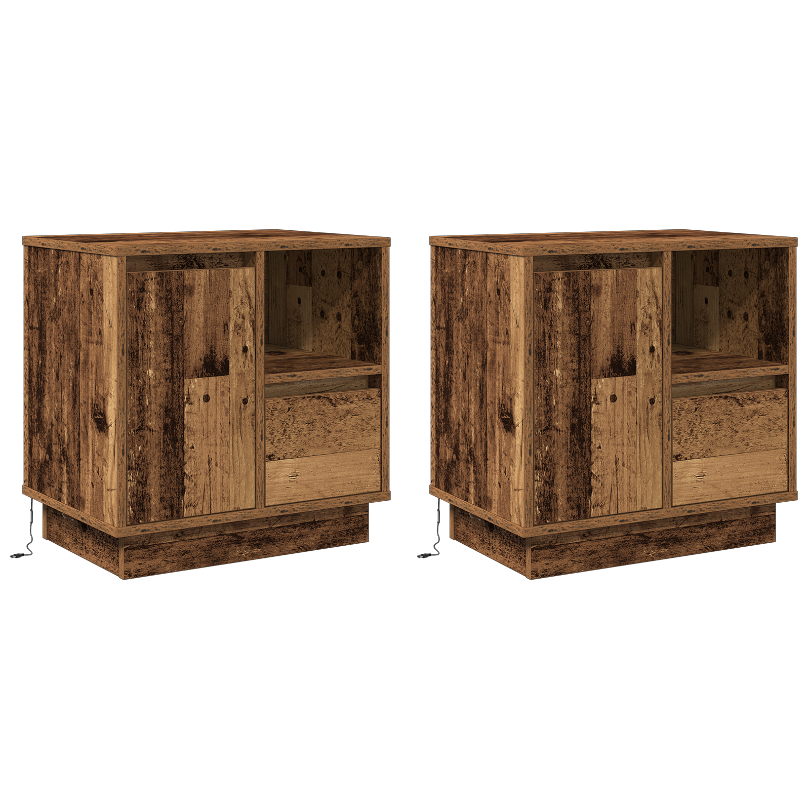 Bedside Cabinets with LED 2 pcs Old Wood 50x34,5x50 cm - Image 2