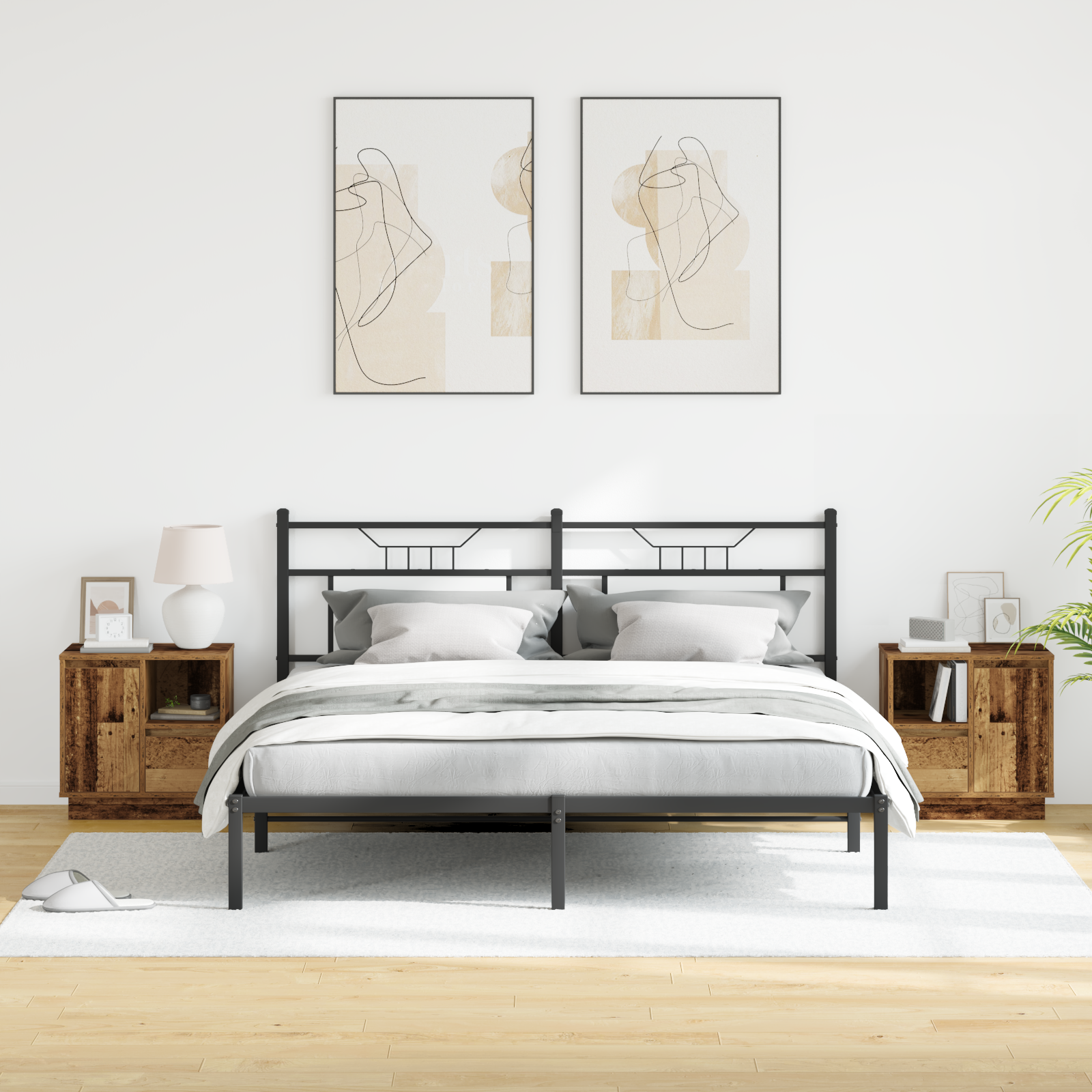 Bedside Cabinets with LED 2 pcs Old Wood 50x34,5x50 cm - Image 5