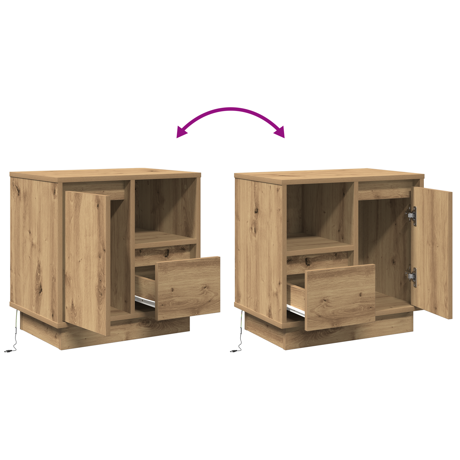 Bedside Cabinets with LED 2 pcs Artisan Oak 50x34,5x50 cm - Image 10