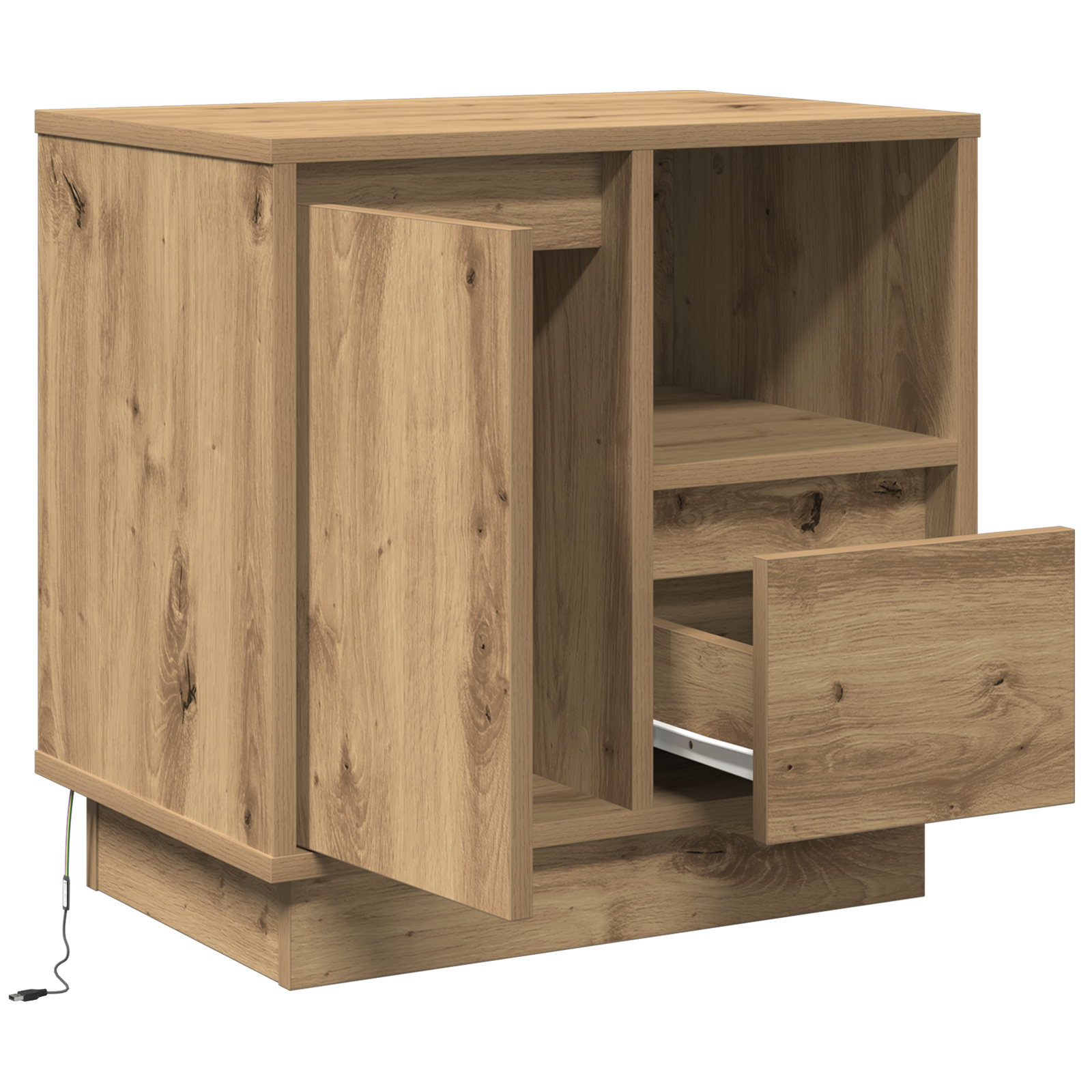 Bedside Cabinets with LED 2 pcs Artisan Oak 50x34,5x50 cm - Image 3