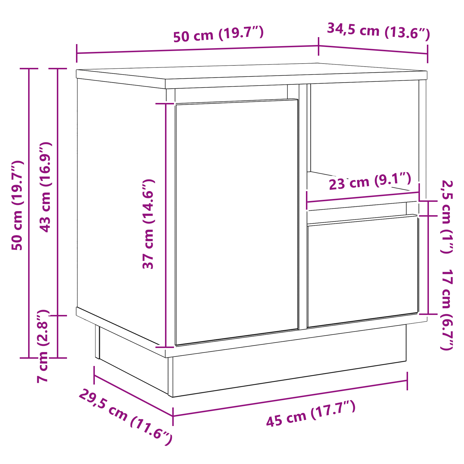 Bedside Cabinets with LED 2 pcs Artisan Oak 50x34,5x50 cm - Image 11
