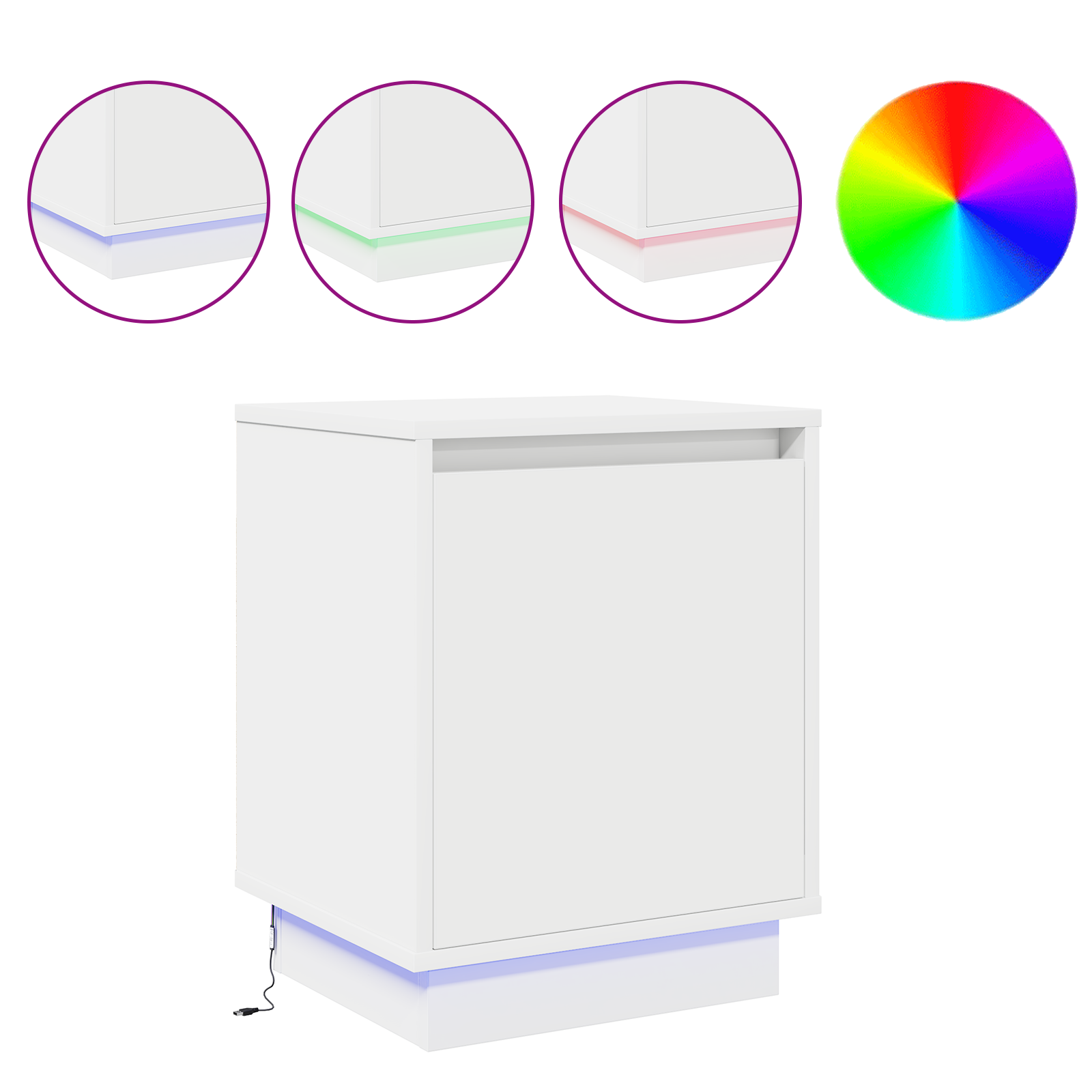 Bedside Cabinets with LED Lights 2 pcs White 39x34,5x50 cm - Image 4