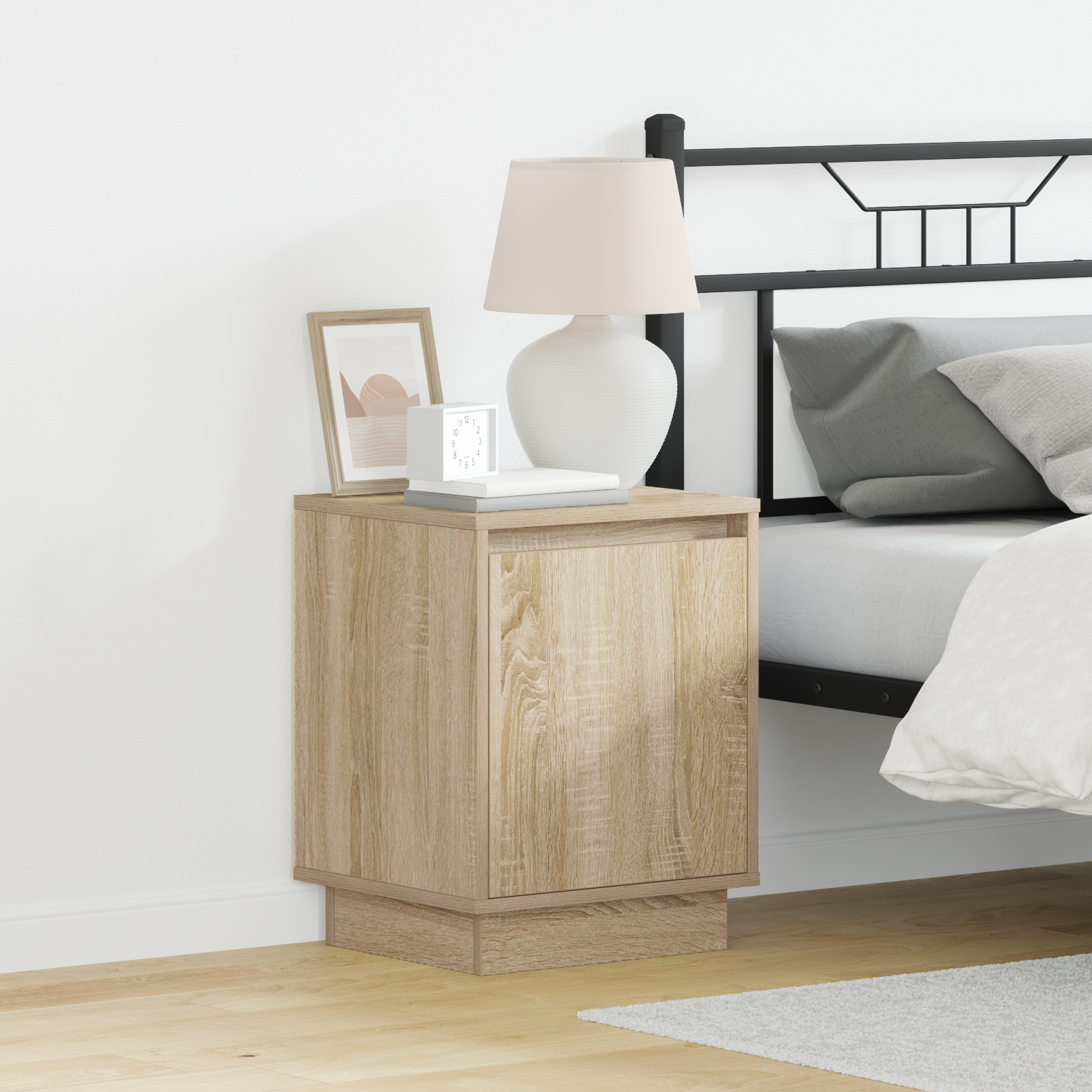 Bedside Cabinet with LED Lights Sonoma Oak 39x34,5x50 cm