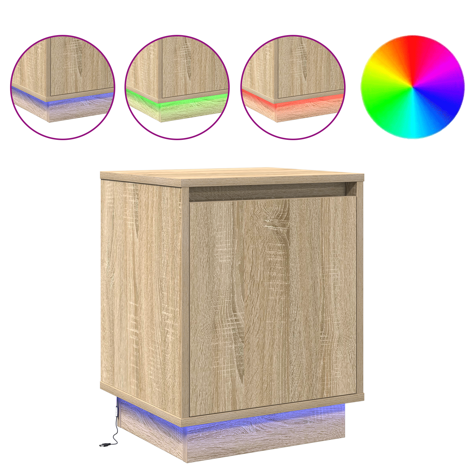 Bedside Cabinets with LED Lights 2 pcs Sonoma Oak 39x34,5x50 cm - Image 4