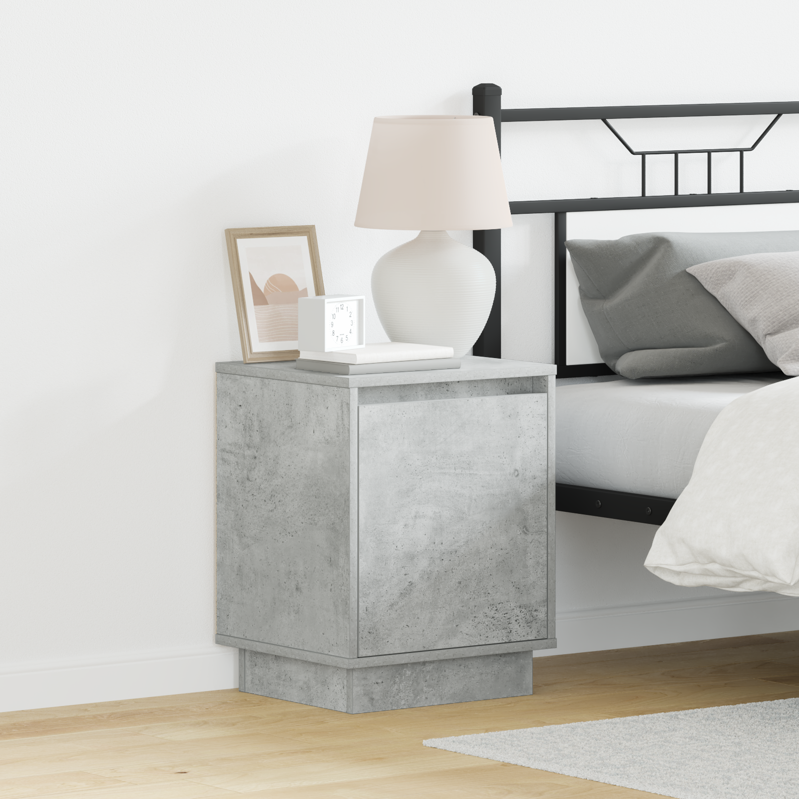 Bedside Cabinets with LED Lights 2 pcs Concrete Grey 39x34,5x50 cm