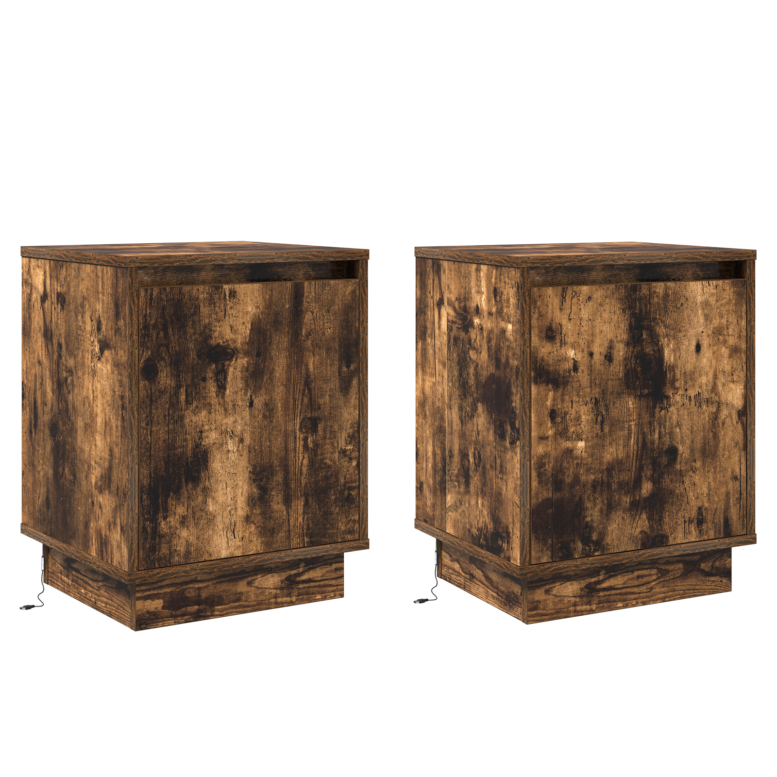 Bedside Cabinets with LED Lights 2 pcs Smoked Oak 39x34,5x50 cm - Image 2
