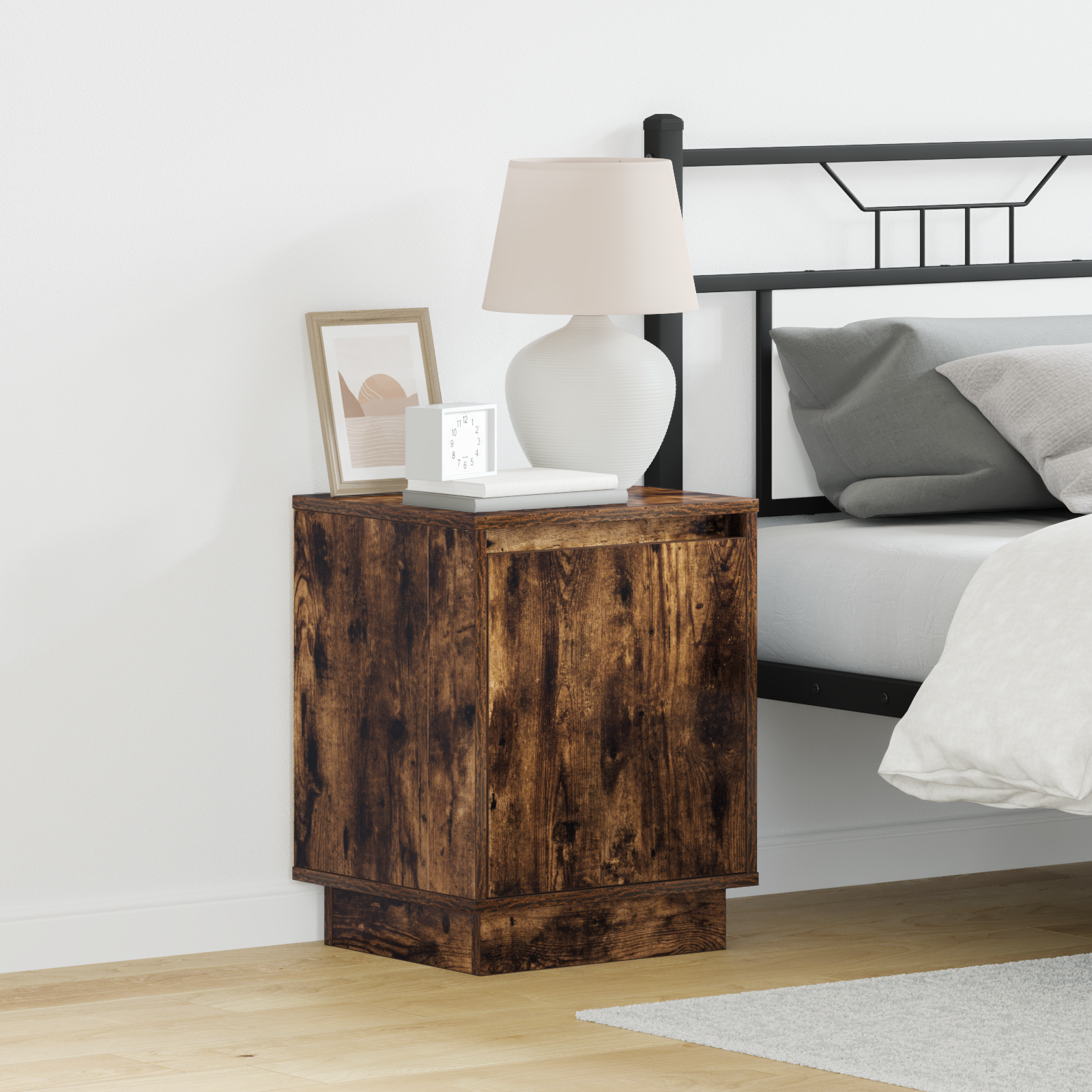 Bedside Cabinets with LED Lights 2 pcs Smoked Oak 39x34,5x50 cm