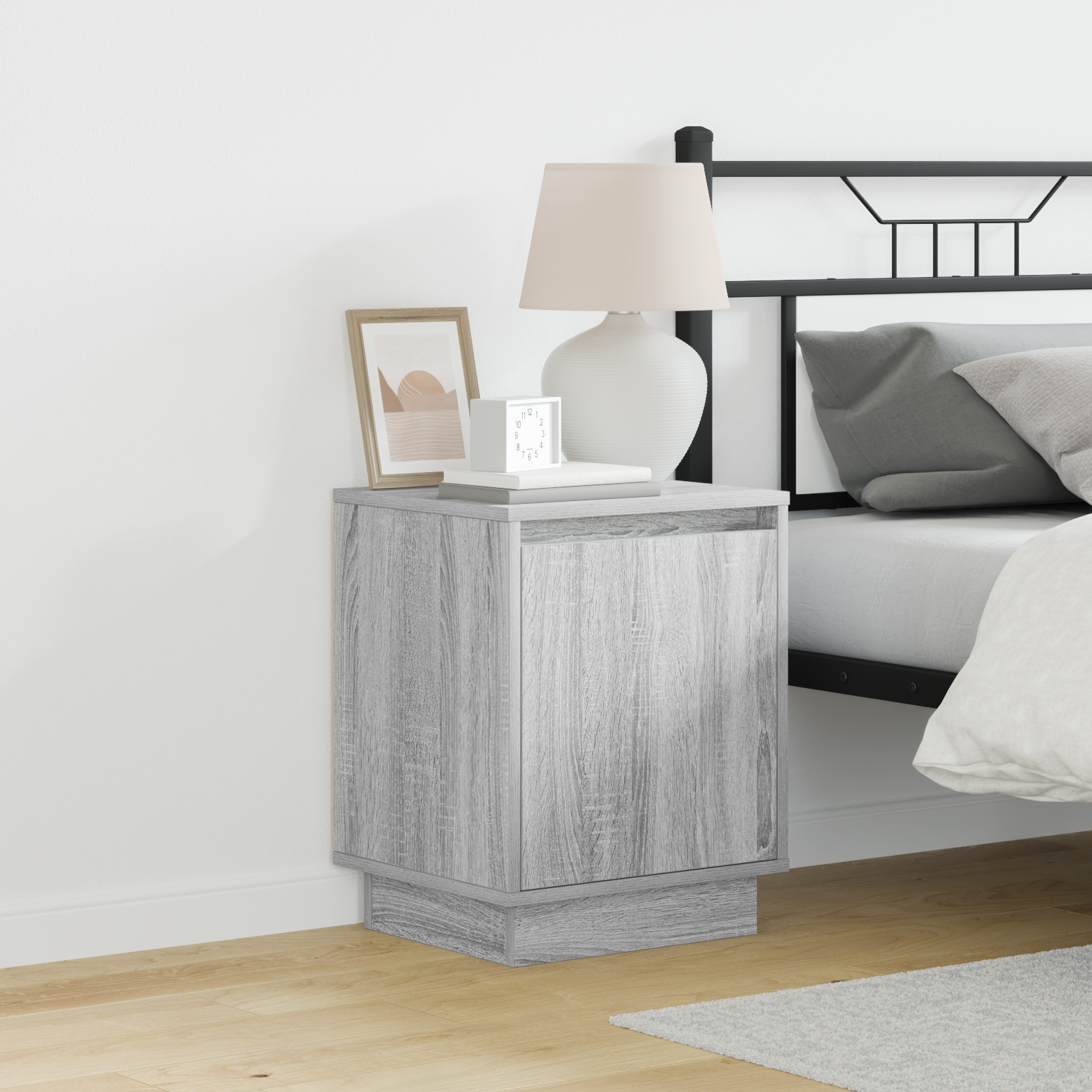 Bedside Cabinets with LED Lights 2 pcs Grey Sonoma 39x34,5x50 cm