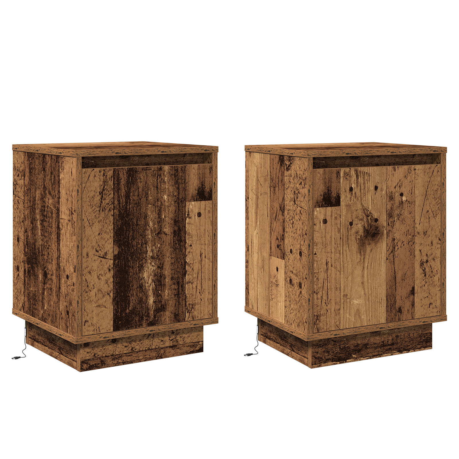 Bedside Cabinets with LED Lights 2 pcs Old Wood 39x34,5x50 cm - Image 2