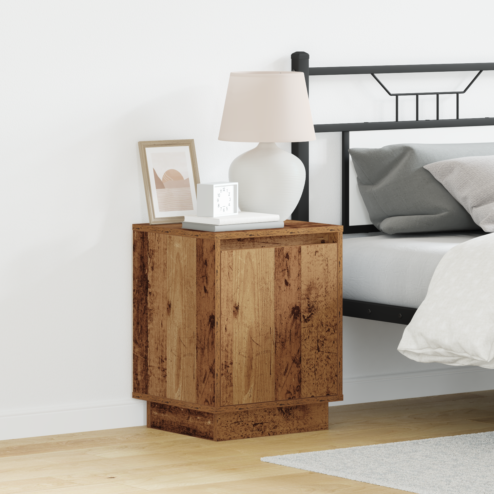 Bedside Cabinets with LED Lights 2 pcs Old Wood 39x34,5x50 cm