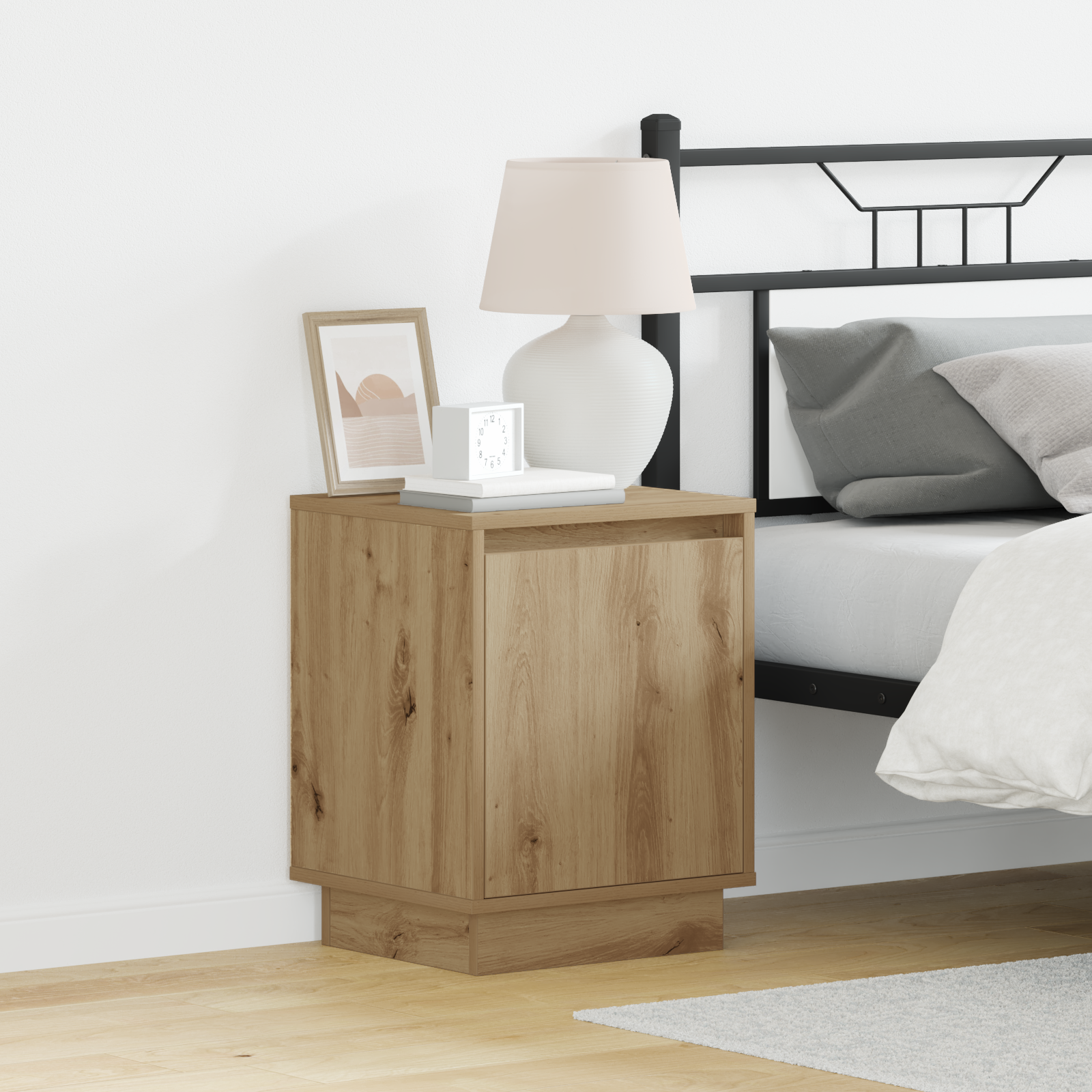 Bedside Cabinet with LED Lights Artisan Oak 39x34,5x50 cm