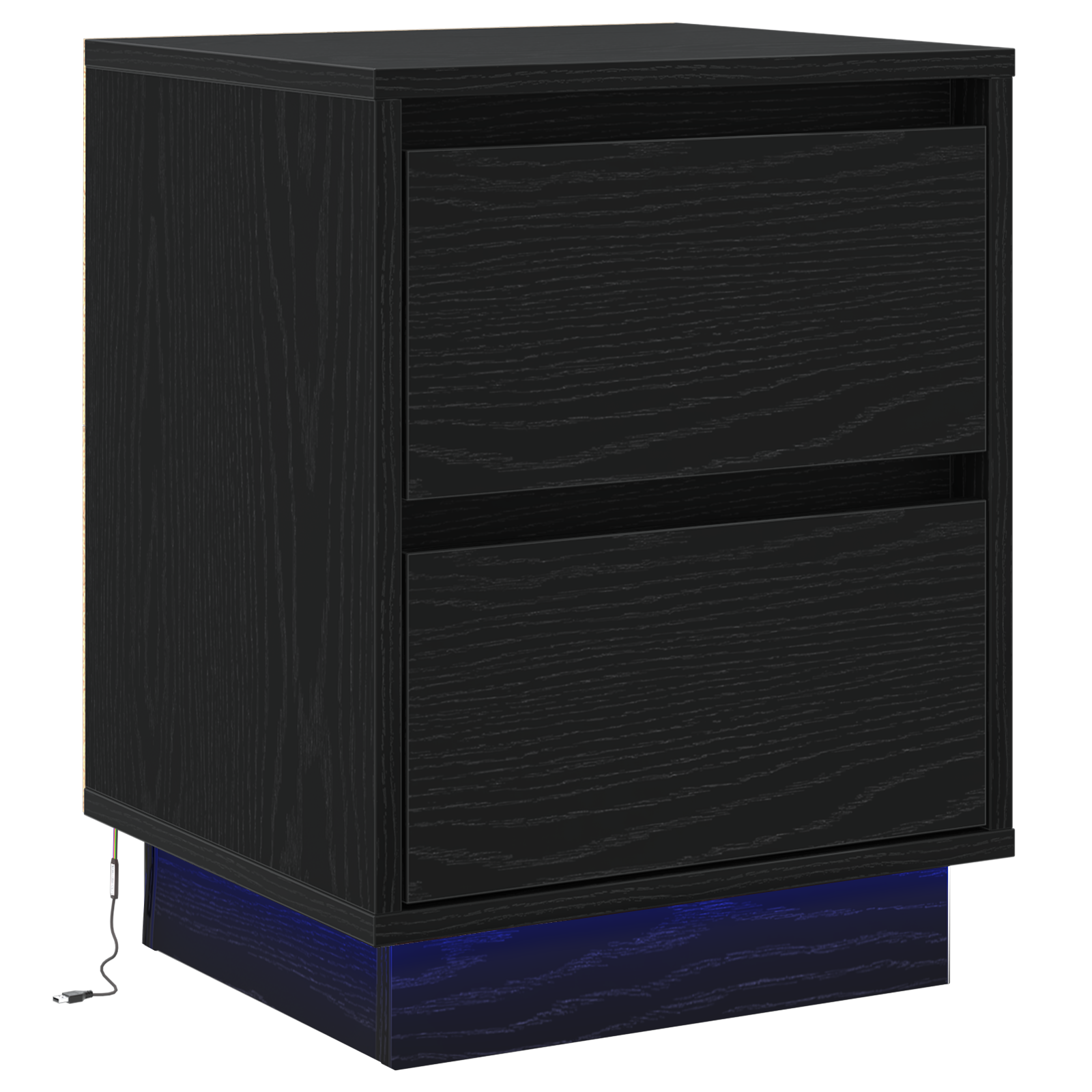 Thumbnail - vidaXL Nachttisch mit LED Lichtern Schwarz 39x34,5x50 cm