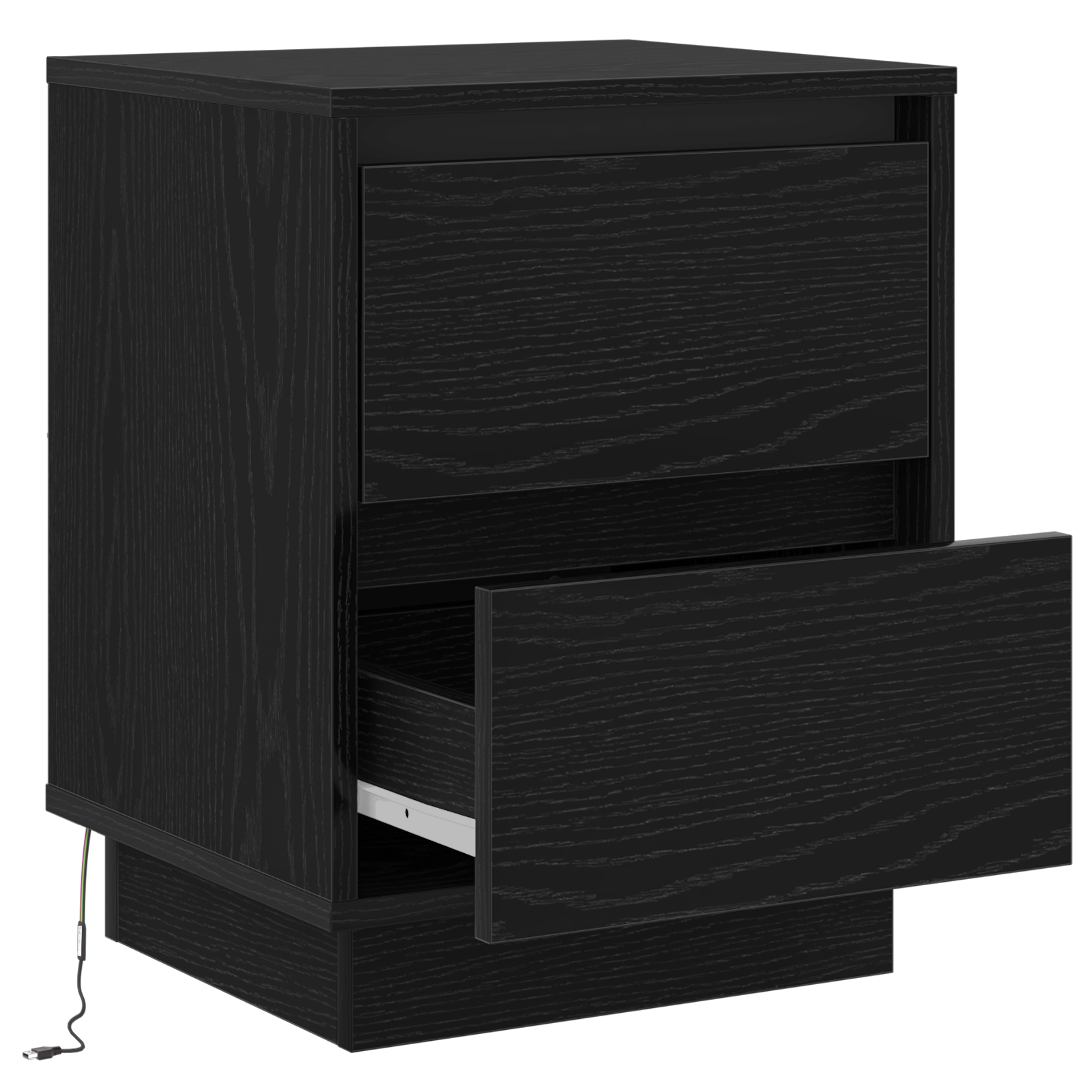Bedside Cabinet with LED Lights Black 39x34.5x50 cm - Image 6