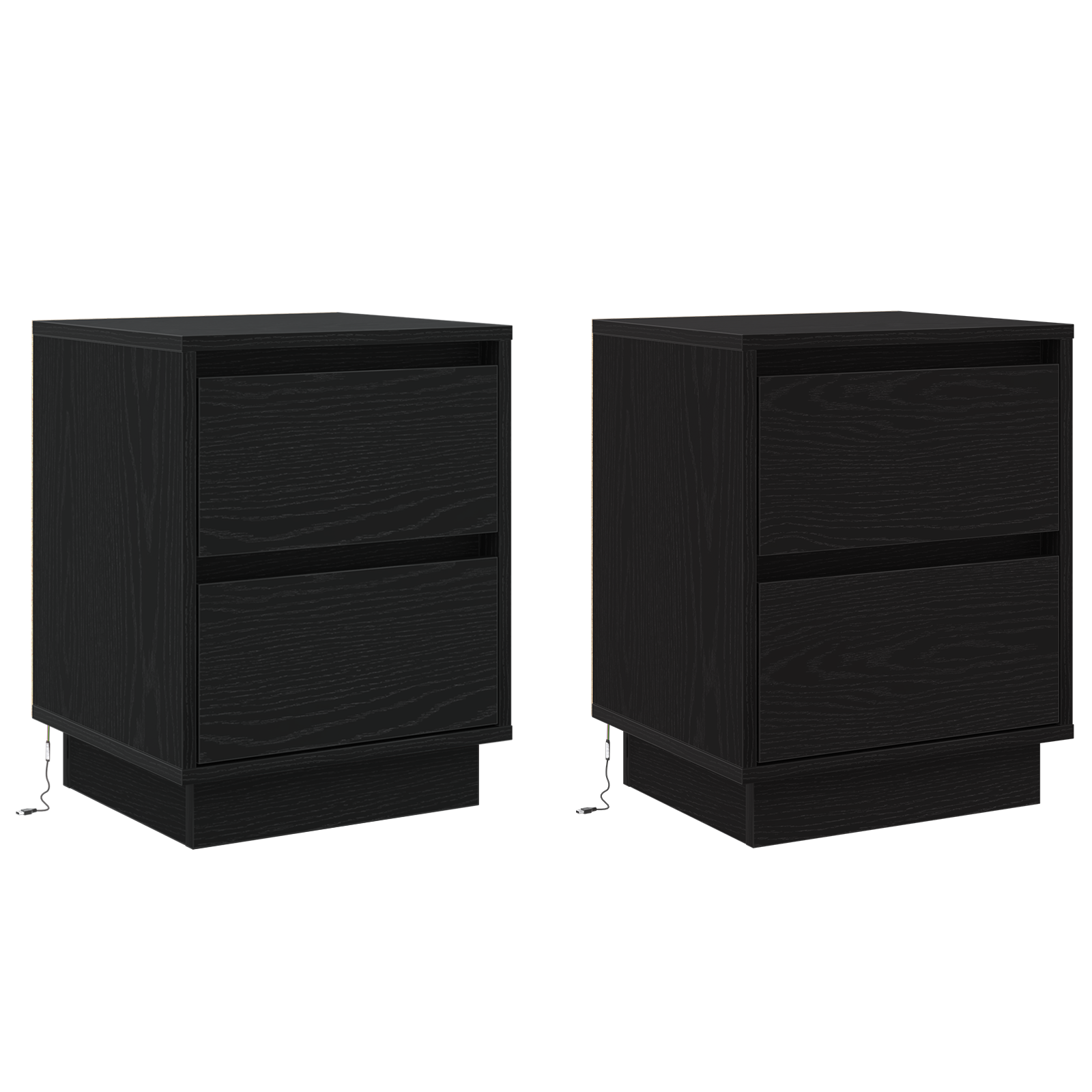 Bedside Cabinets with LED Lights 2 pcs Black 39x34.5x50 cm - Image 2