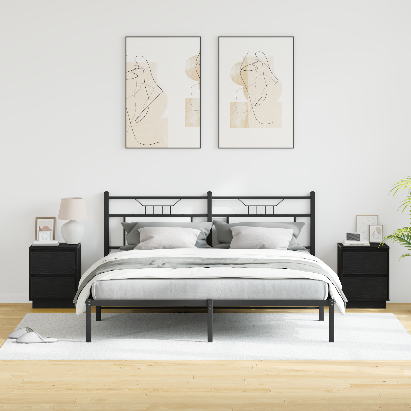 Bedside Cabinets with LED Lights 2 pcs Black 39x34.5x50 cm - Image 5