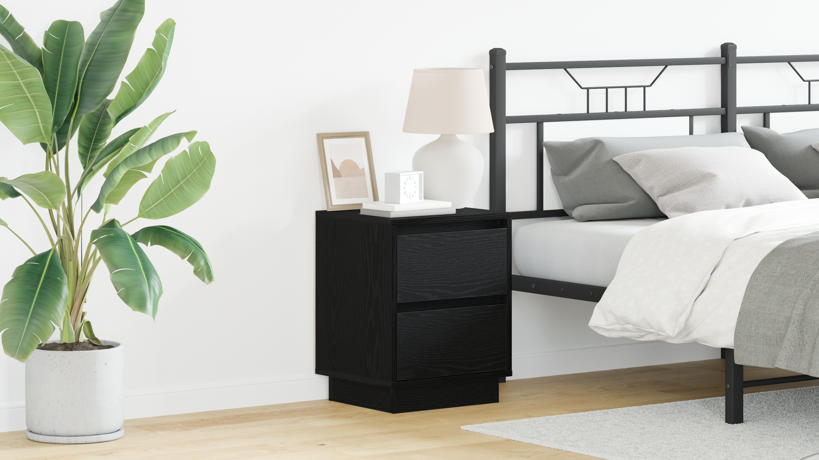 Bedside Cabinets with LED Lights 2 pcs Black 39x34.5x50 cm - Image 6