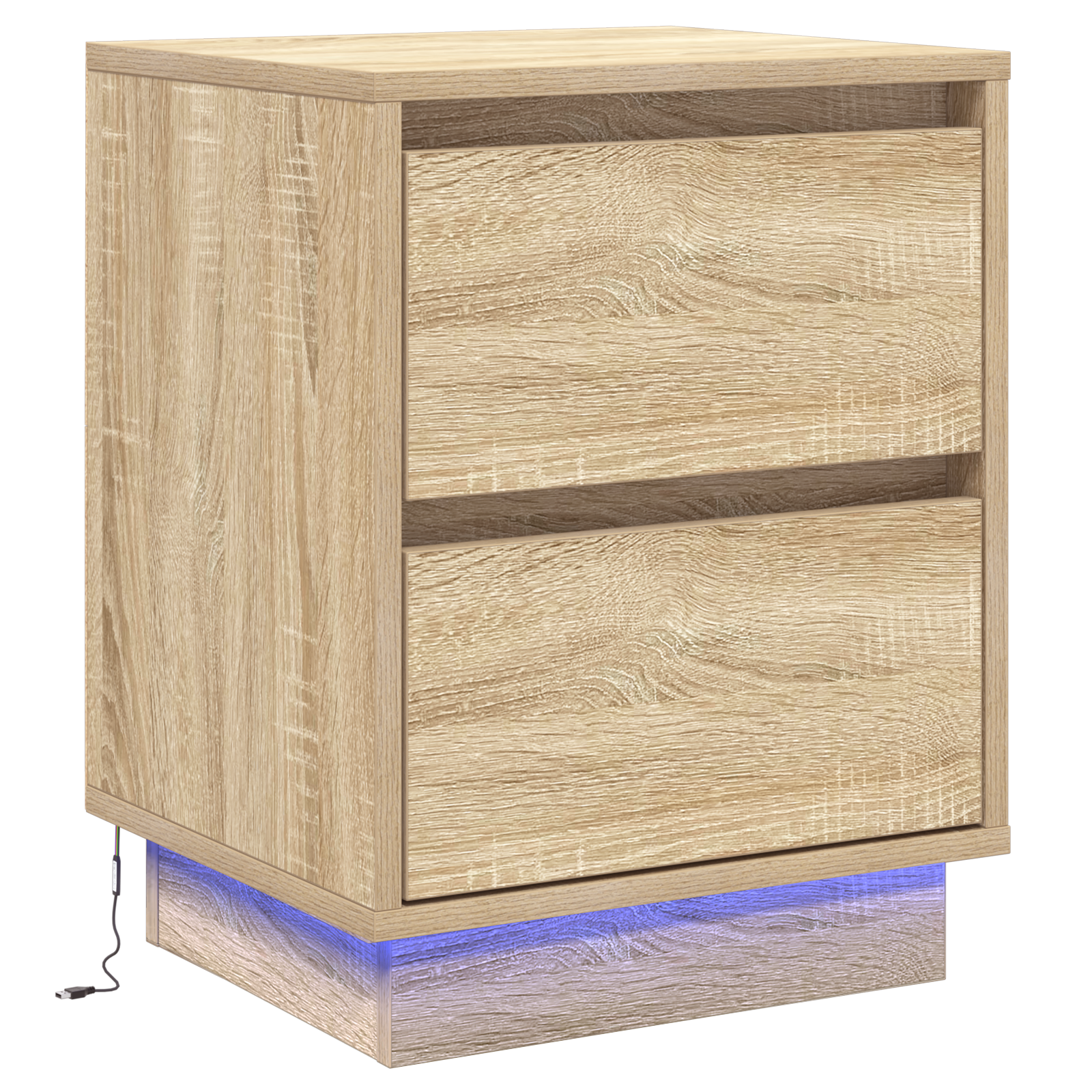 Bedside Cabinets with LED Lights 2 pcs Sonoma Oak 39x34.5x50 cm - Image 6