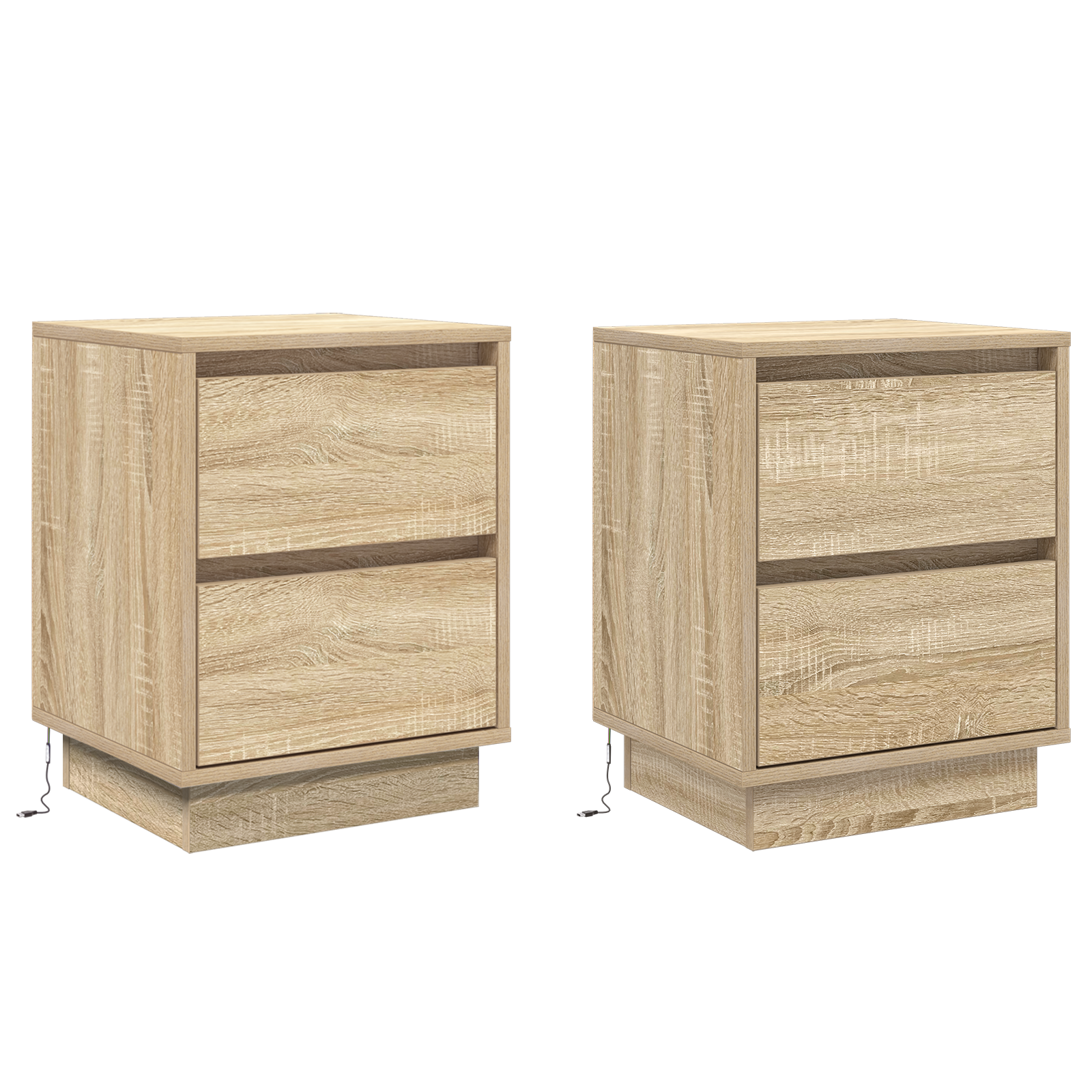 Bedside Cabinets with LED Lights 2 pcs Sonoma Oak 39x34.5x50 cm - Image 2