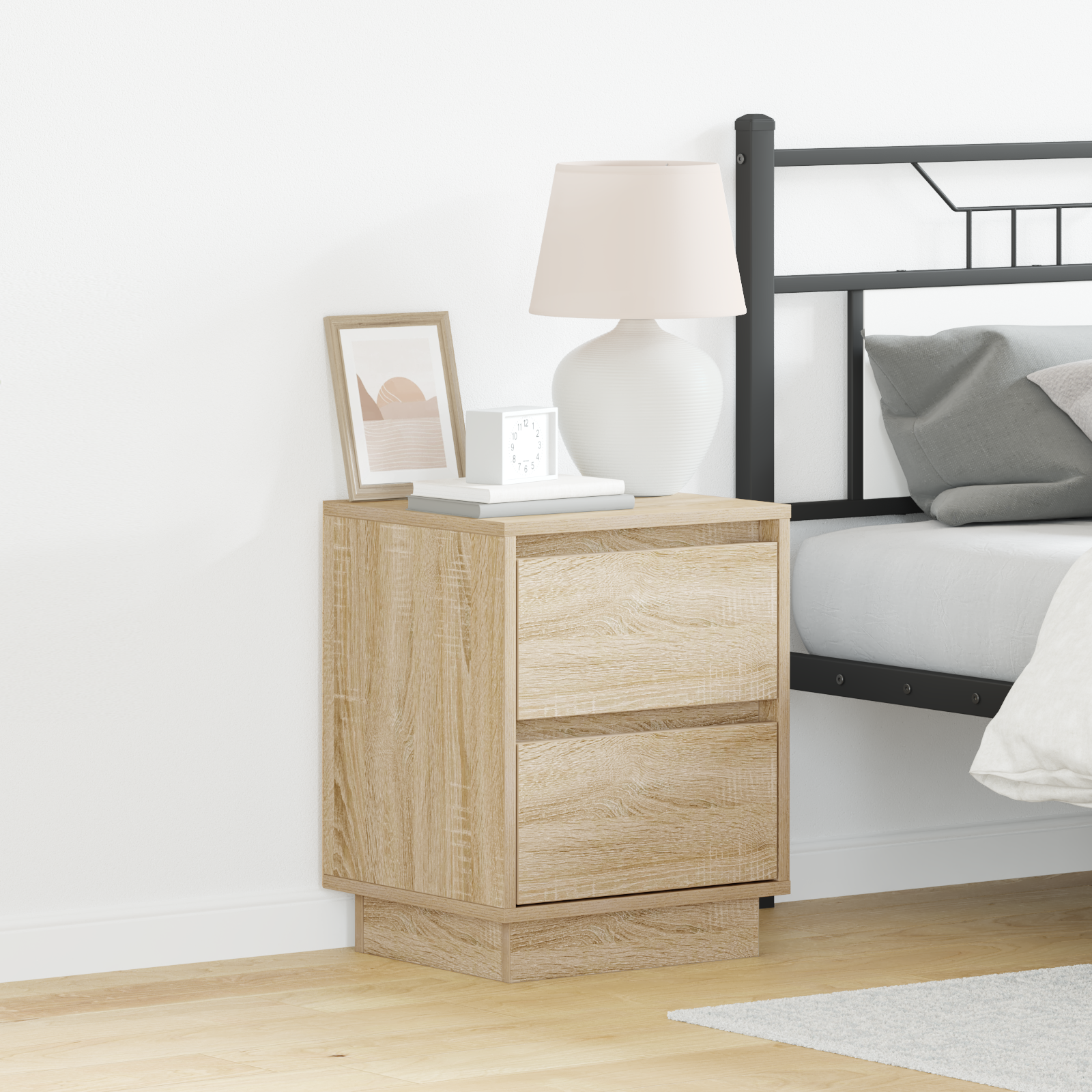 Bedside Cabinets with LED Lights 2 pcs Sonoma Oak 39x34.5x50 cm