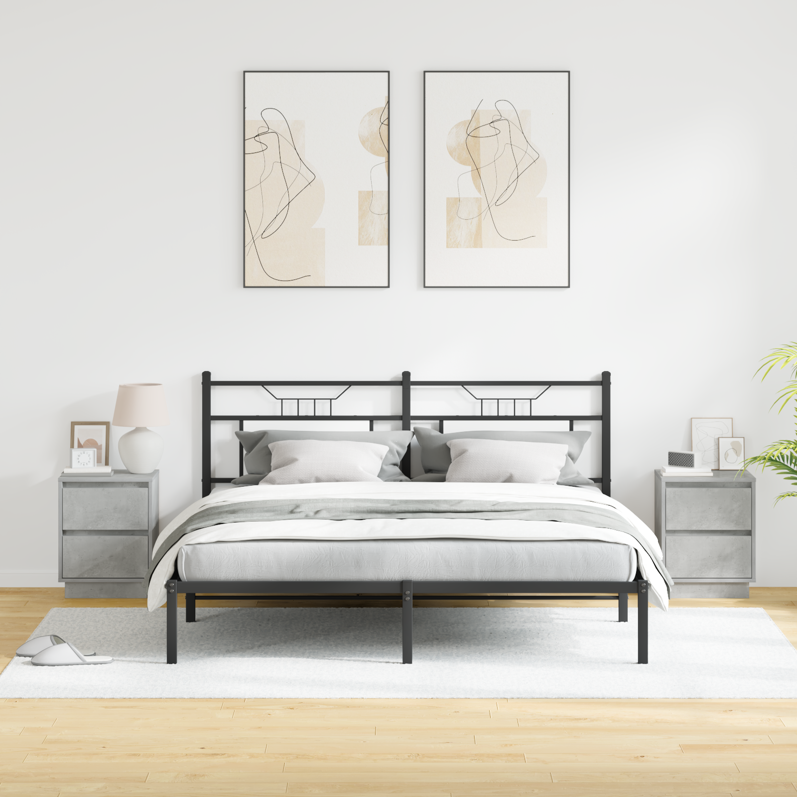 Kraštinės Spintos su LED Šviesomis 2 vnt Betono Pilka 39x34.5x50 cm - Image 5